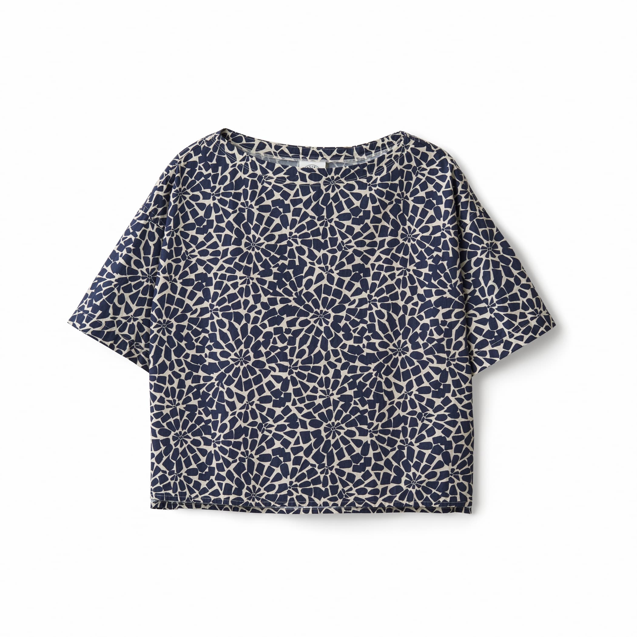 Women's French Printed Poplin Short Sleeve Pullover