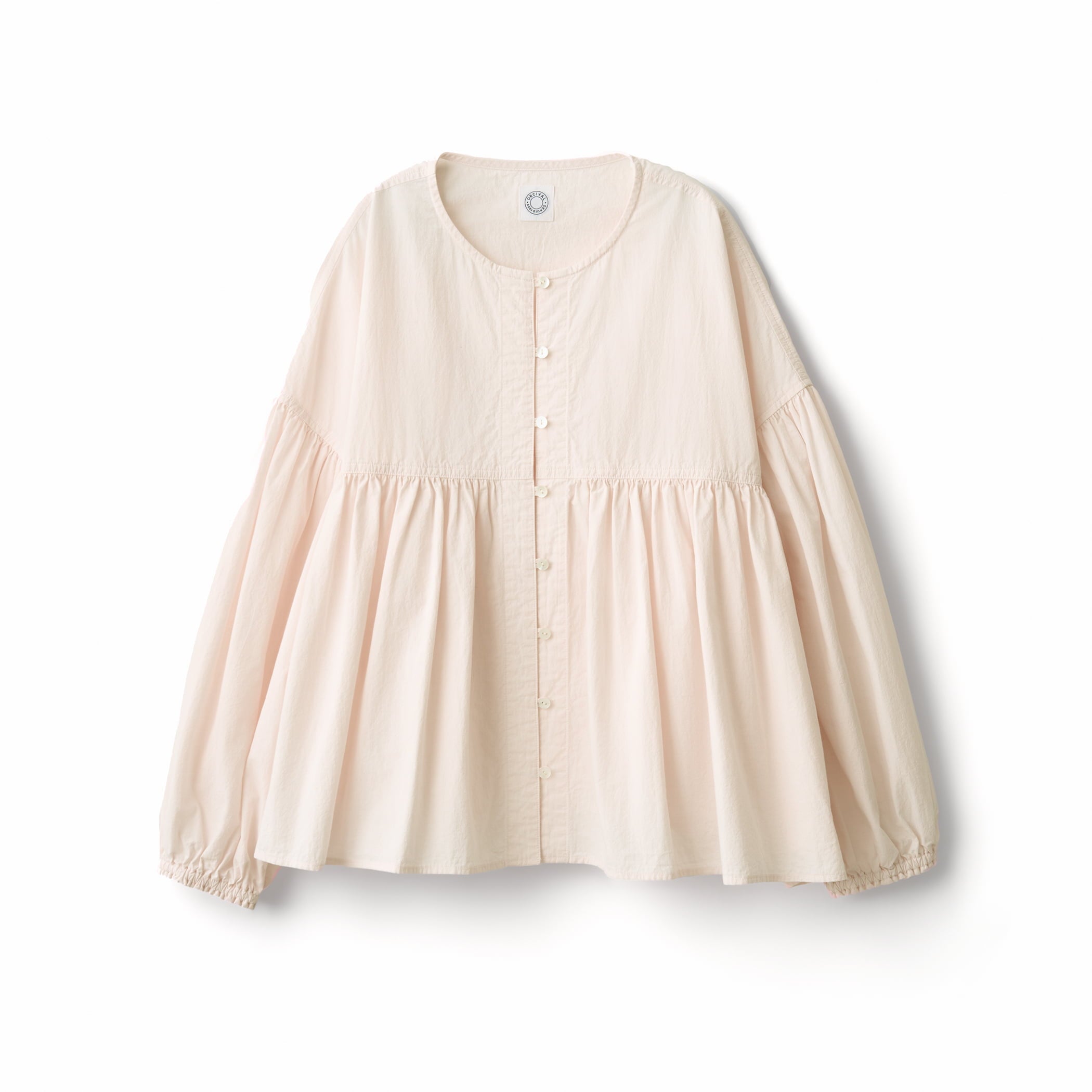 Women's Cotton Poplin Gathered Long Sleeve Outer Shirt