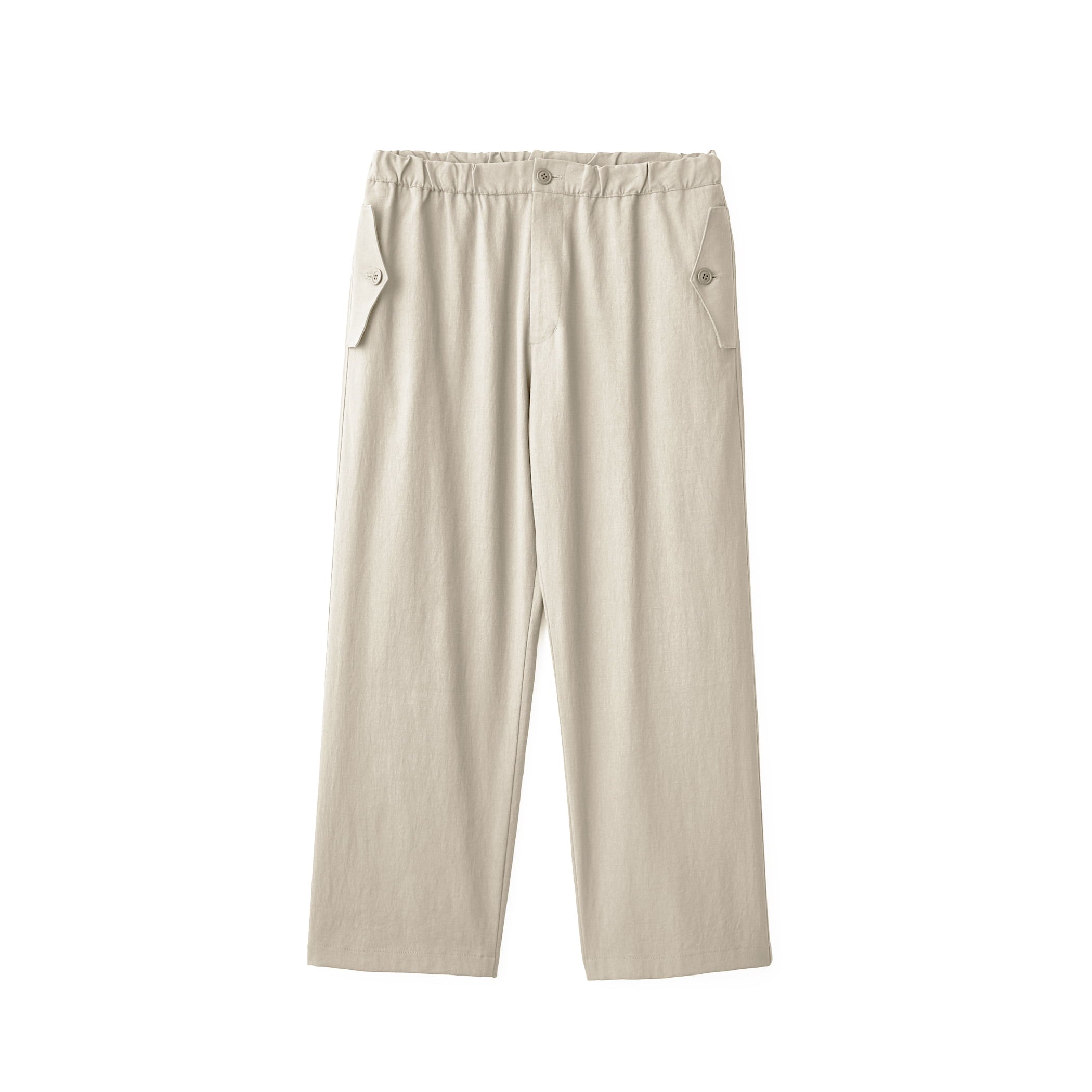 Men's Polyester Cotton-Linen Oxford Flap Pocket Wide Pants