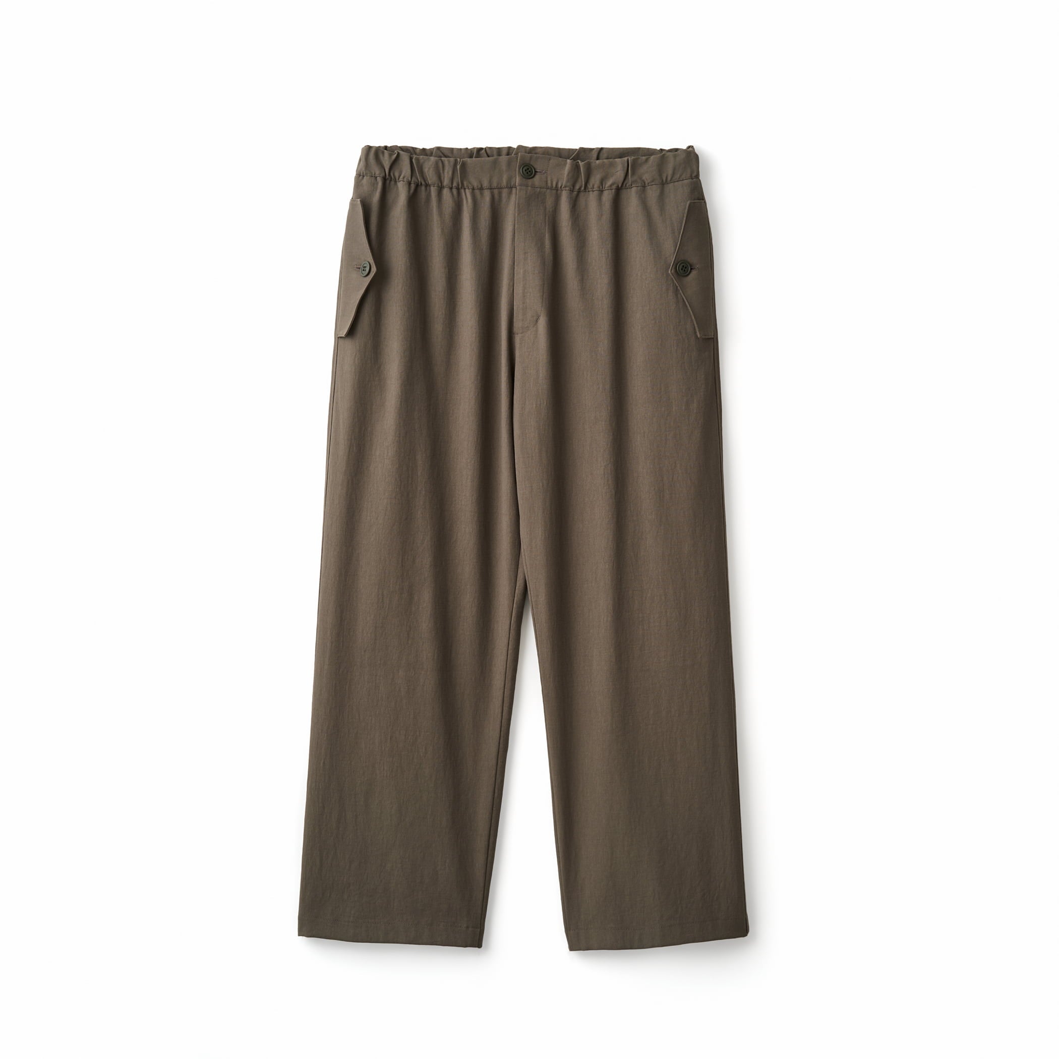 Men's Polyester Cotton-Linen Oxford Flap Pocket Wide Pants