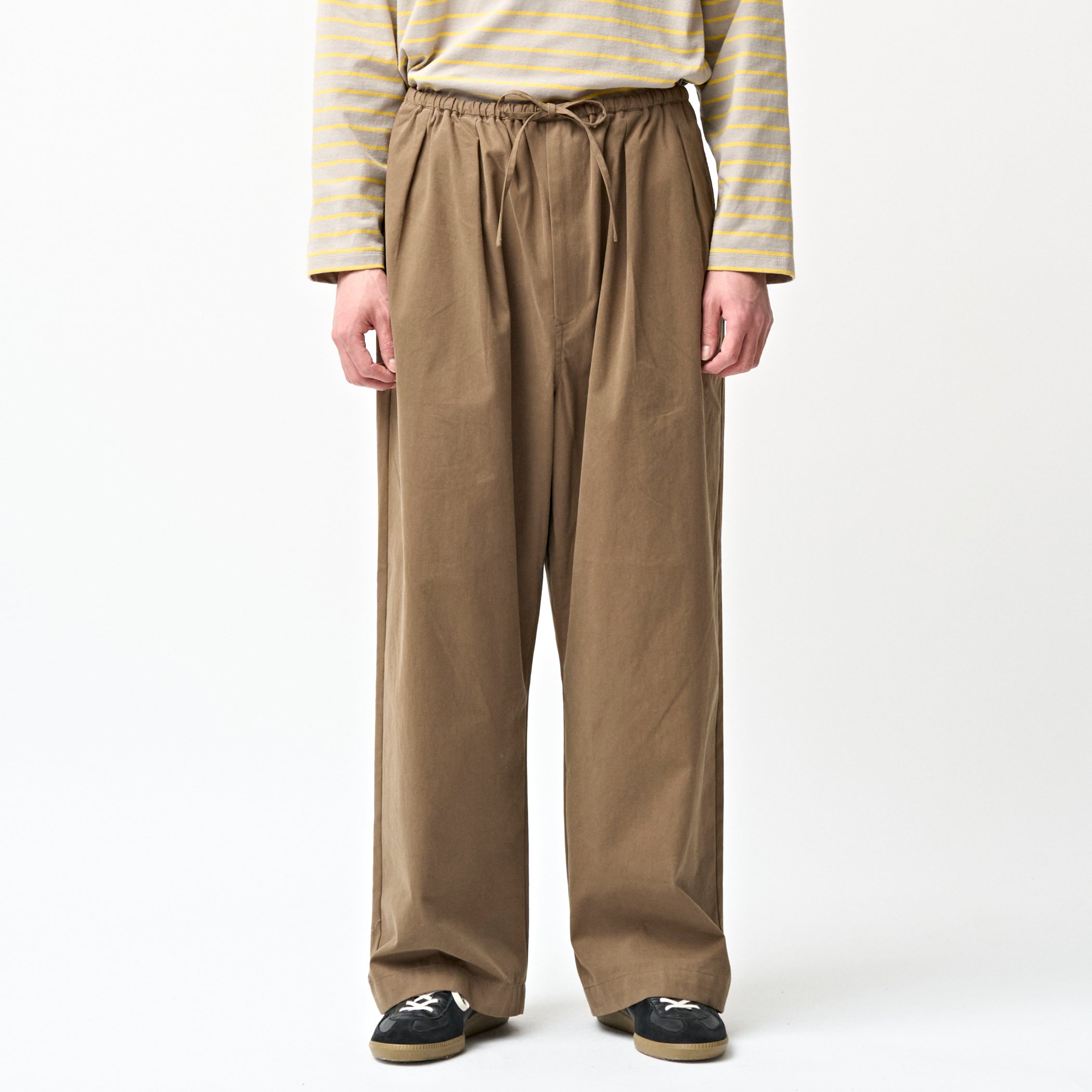 Cotton Nylon Twill Wide Easy Pants
