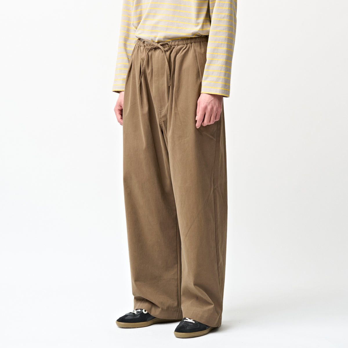 Cotton Nylon Twill Wide Easy Pants