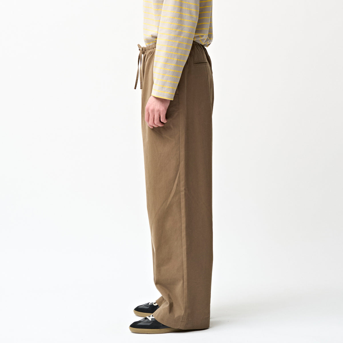 Cotton Nylon Twill Wide Easy Pants