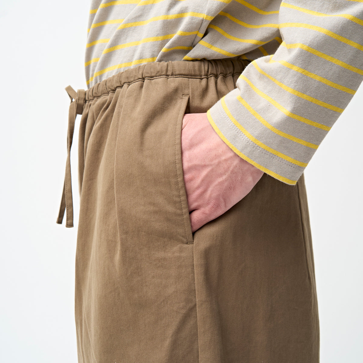 Cotton Nylon Twill Wide Easy Pants