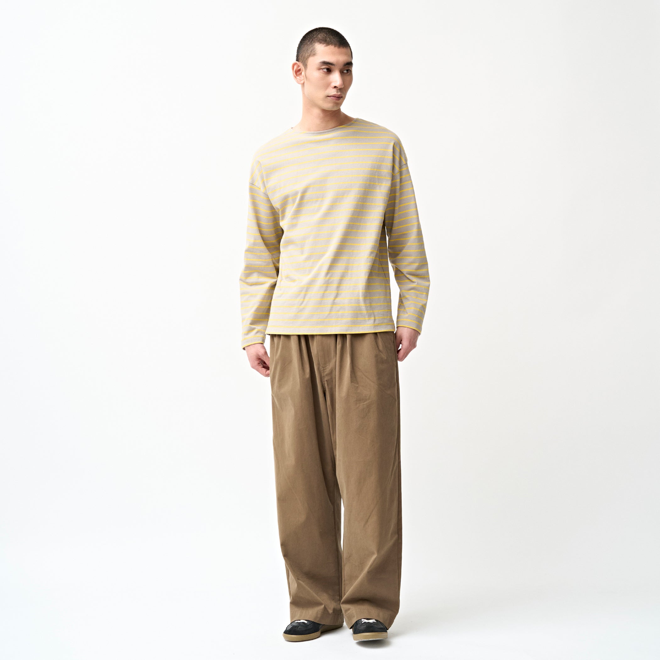 Cotton Nylon Twill Wide Easy Pants