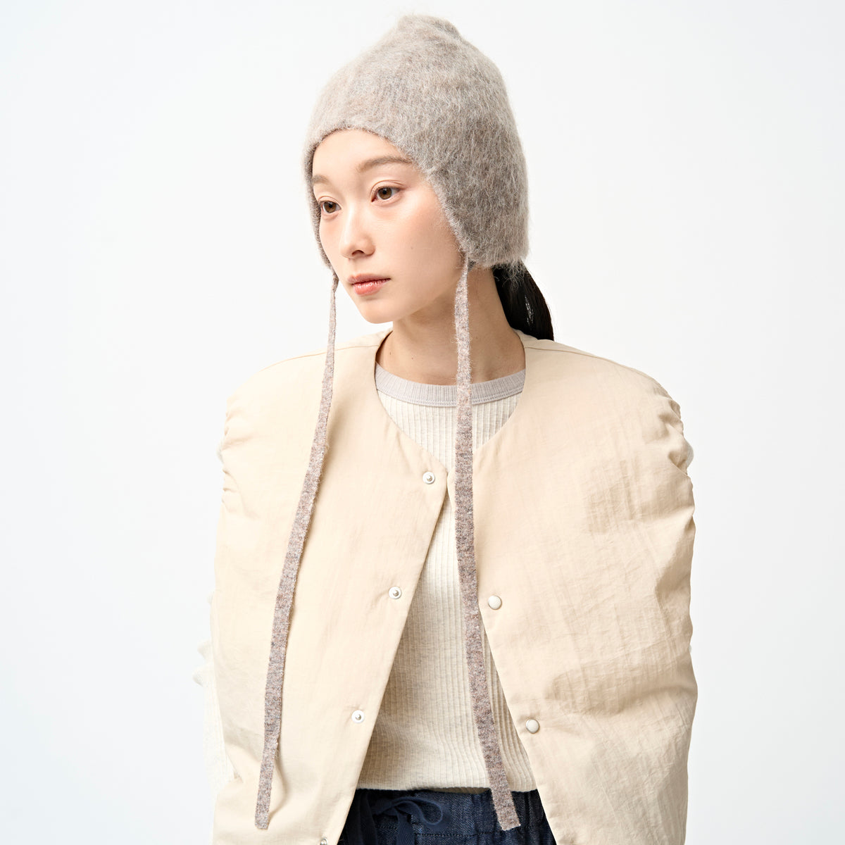 Mohair Wool Ear Knit Cap