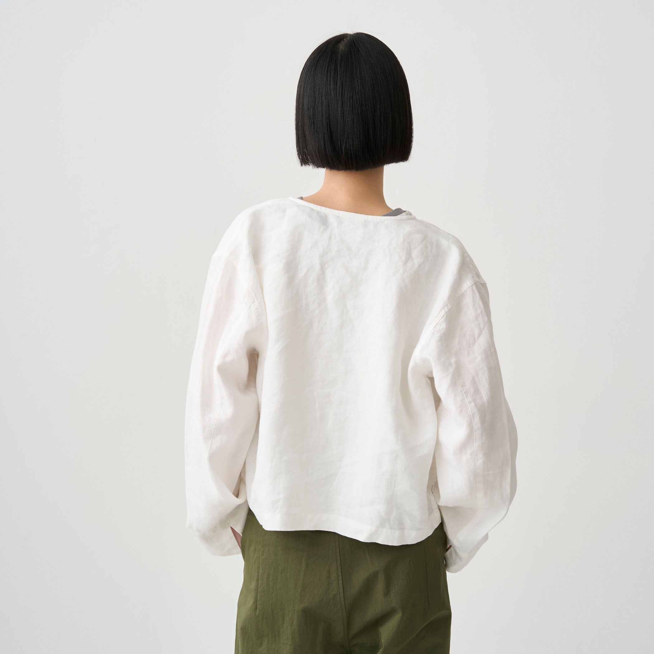 Women's Linen Crew Neck Cardigan