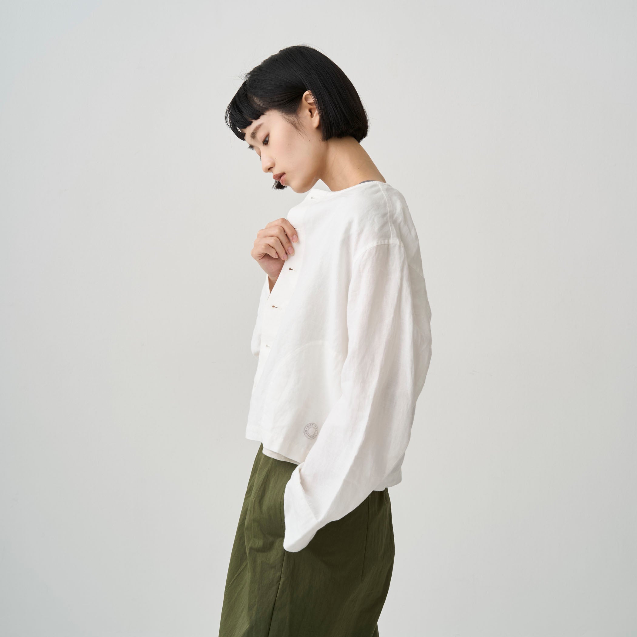 Women's Linen Crew Neck Cardigan