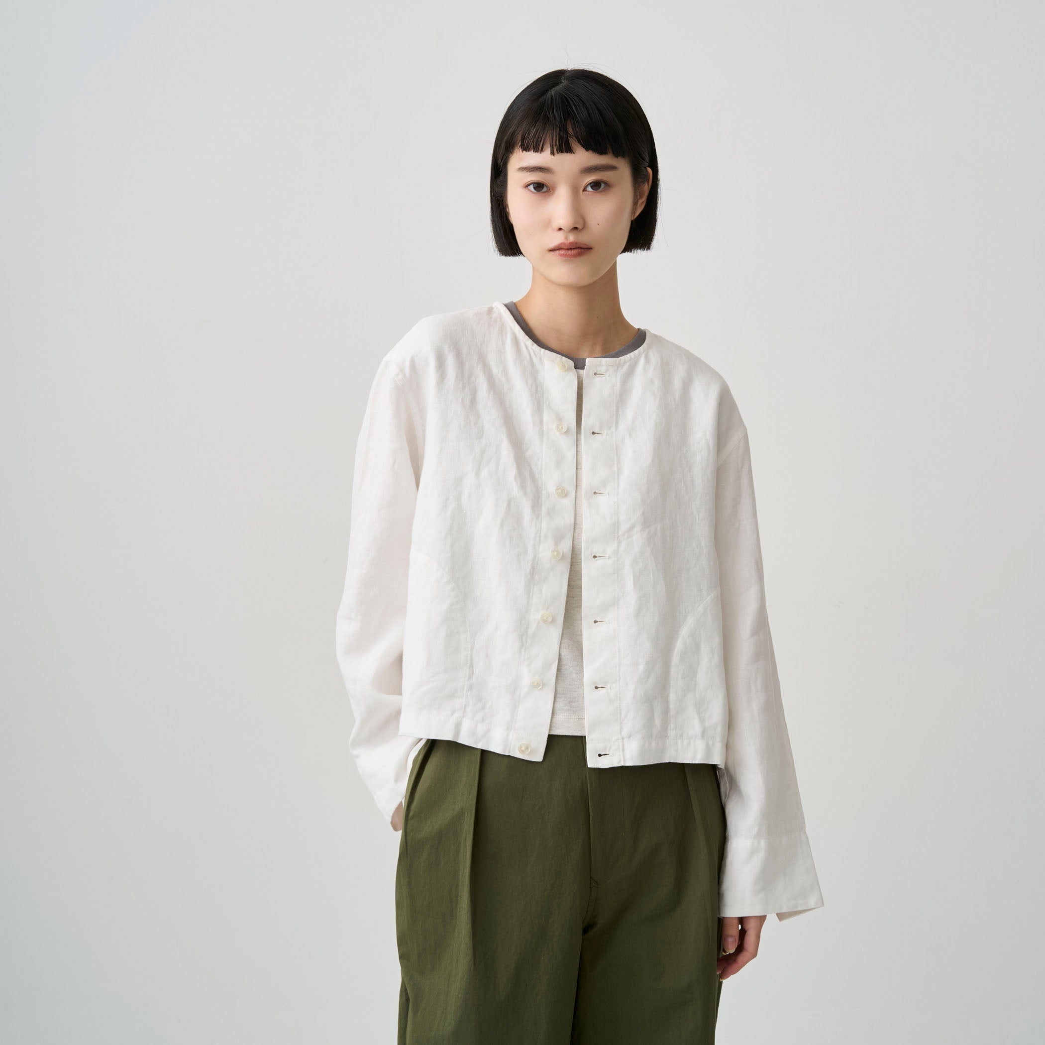 Women's Linen Crew Neck Cardigan｜ORCIVAL