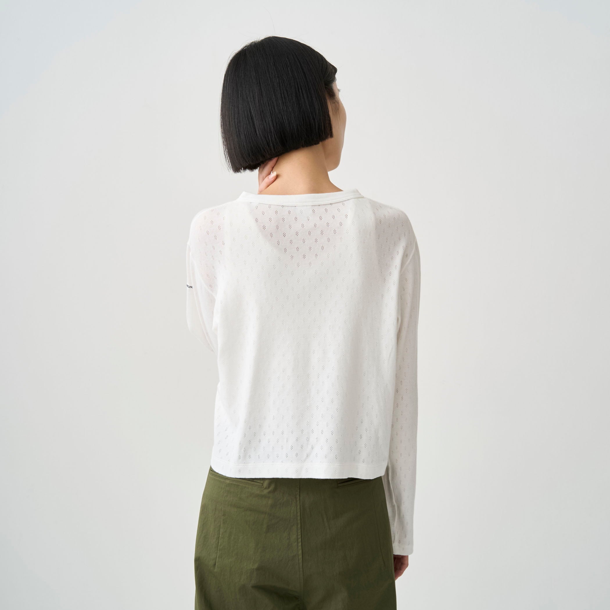 Women's Pattern Mesh Cotton Crew Neck Cardigan｜ORCIVAL