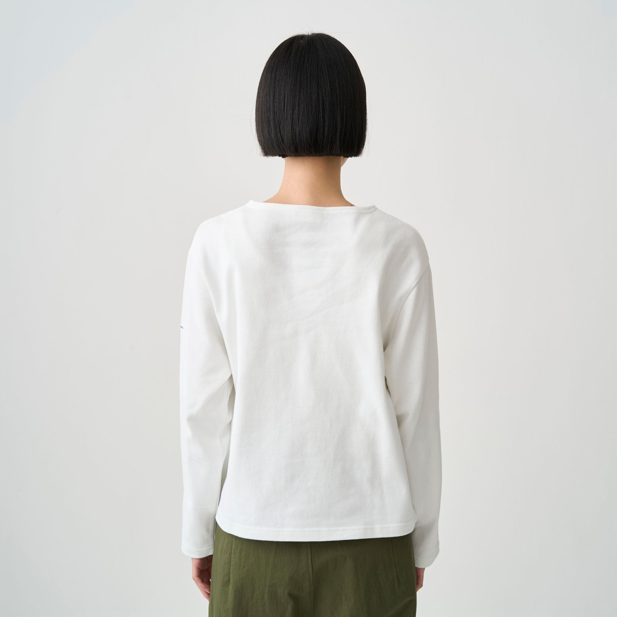 Women's Cotton Lourd Crew Neck Basque Shirt Logo Print