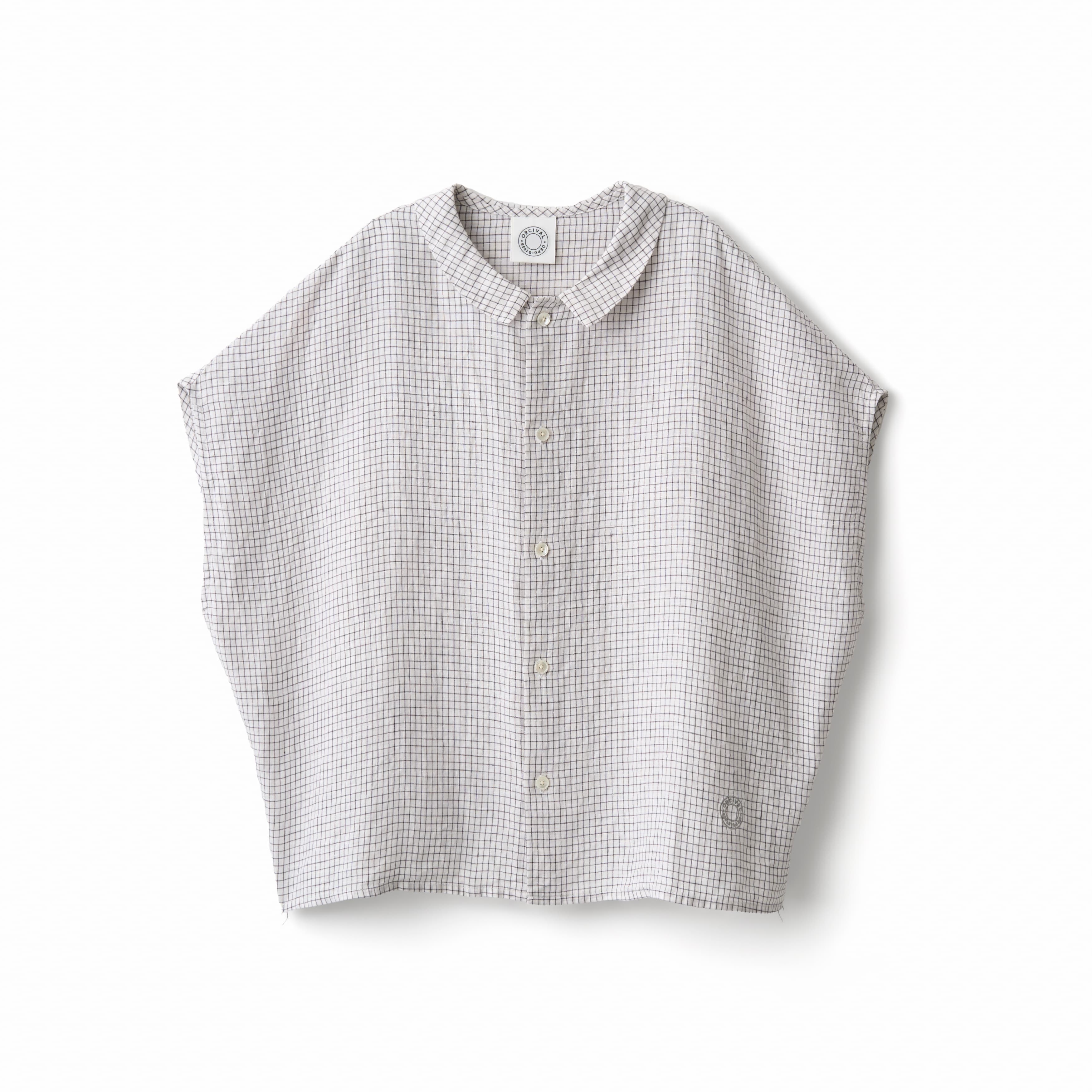 Women's Linen Sleeveless Shirt Check