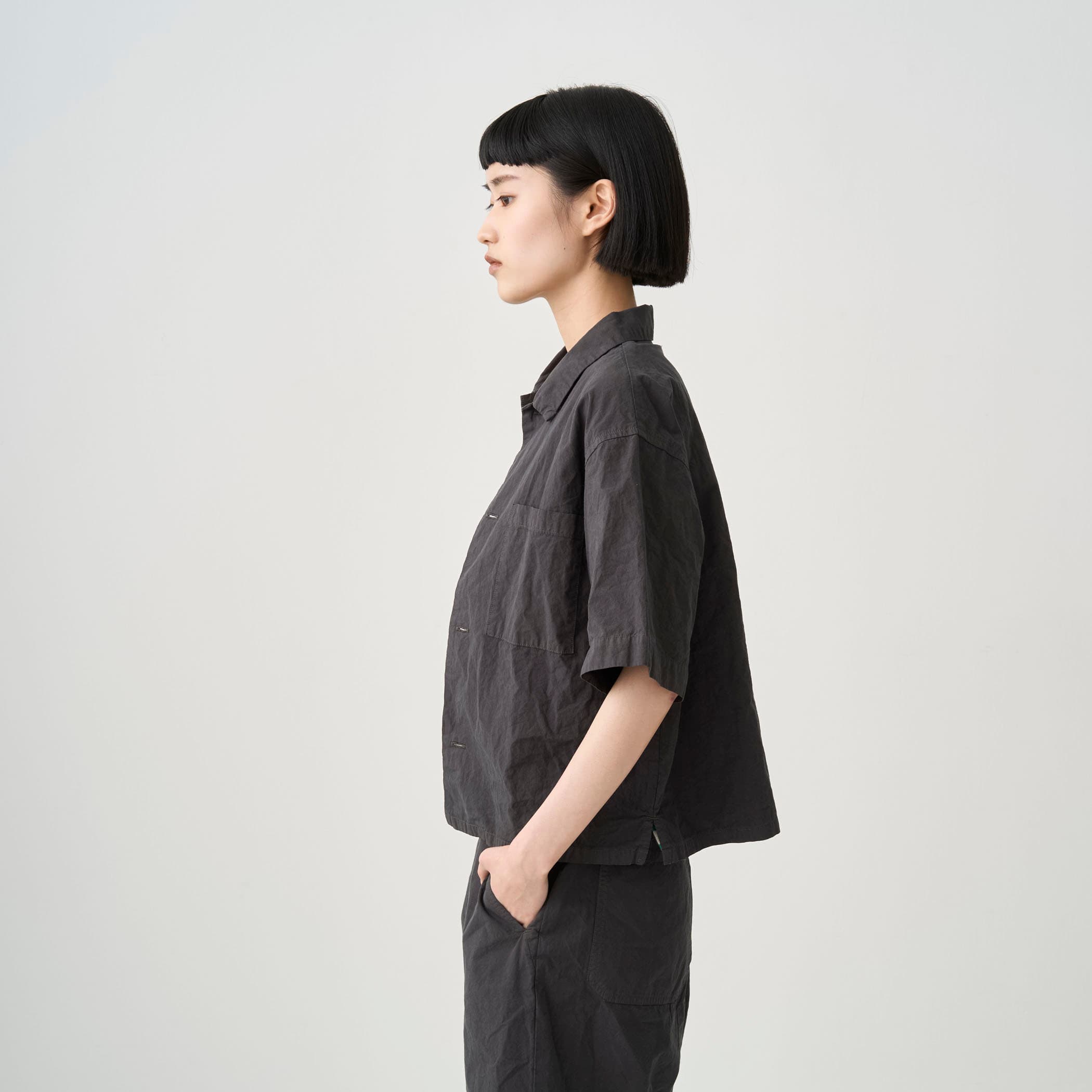Women's Garment Dye Poplin Regular Collar Shirt