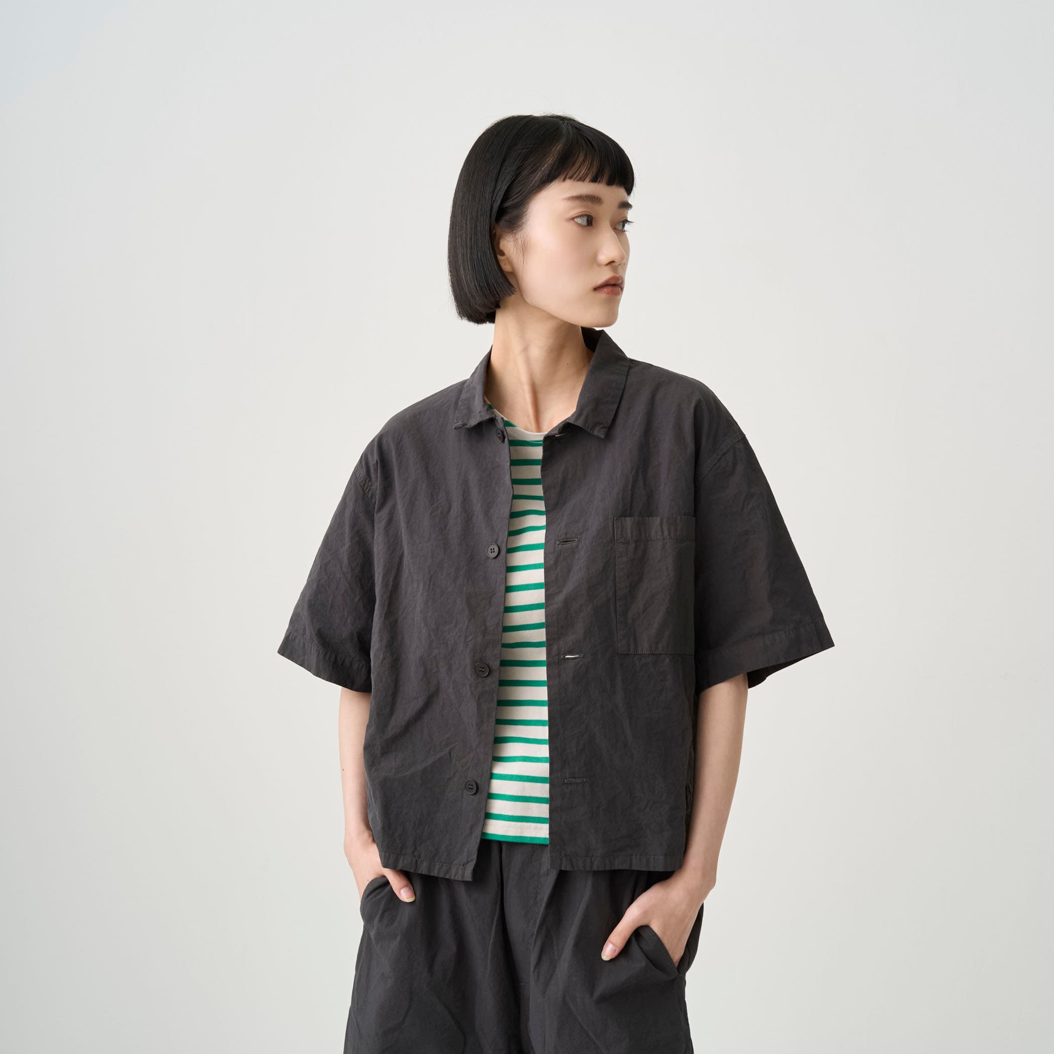 Women's Garment Dye Poplin Regular Collar Shirt