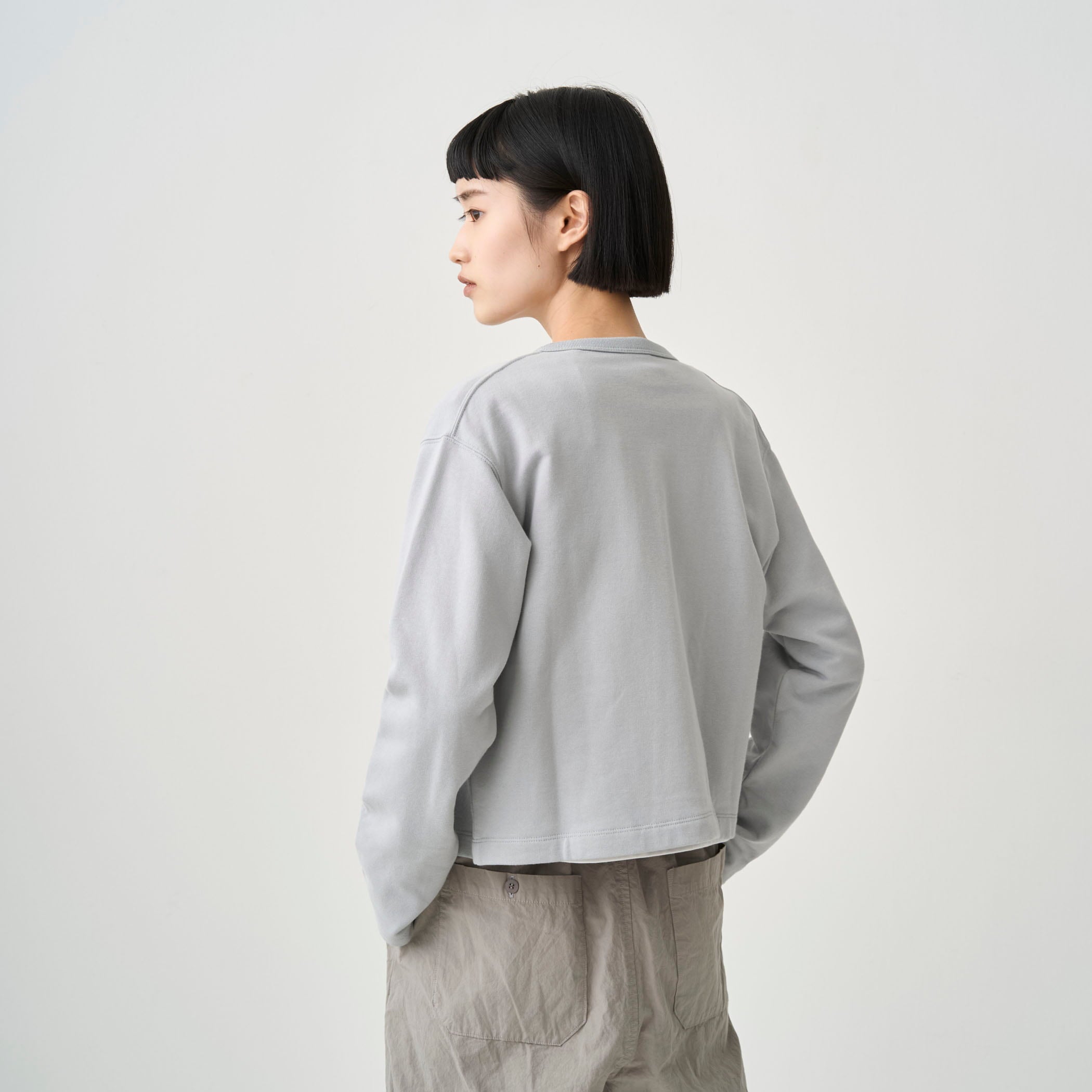 Women's Light French Terry Crew Neck Cardigan