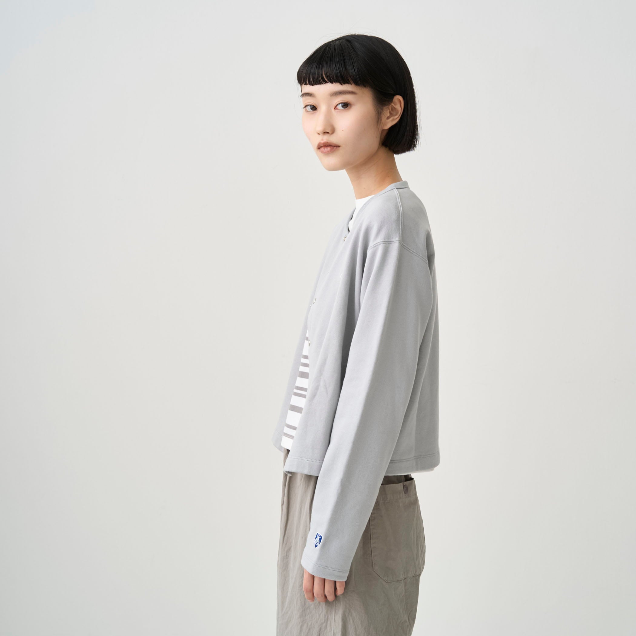 Women's Light French Terry Crew Neck Cardigan