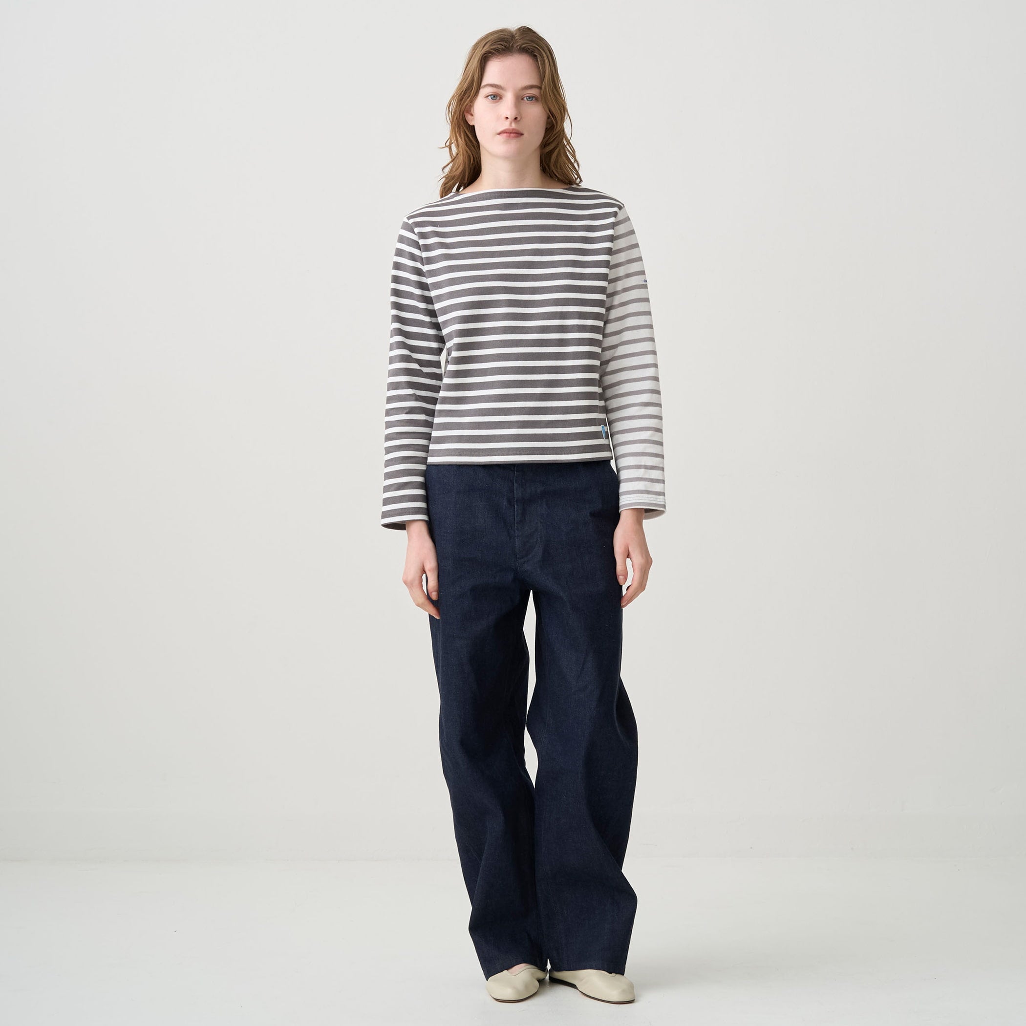 Women's Cotton Lourd Crew Neck Basque Shirt Bicolor Border｜ORCIVAL