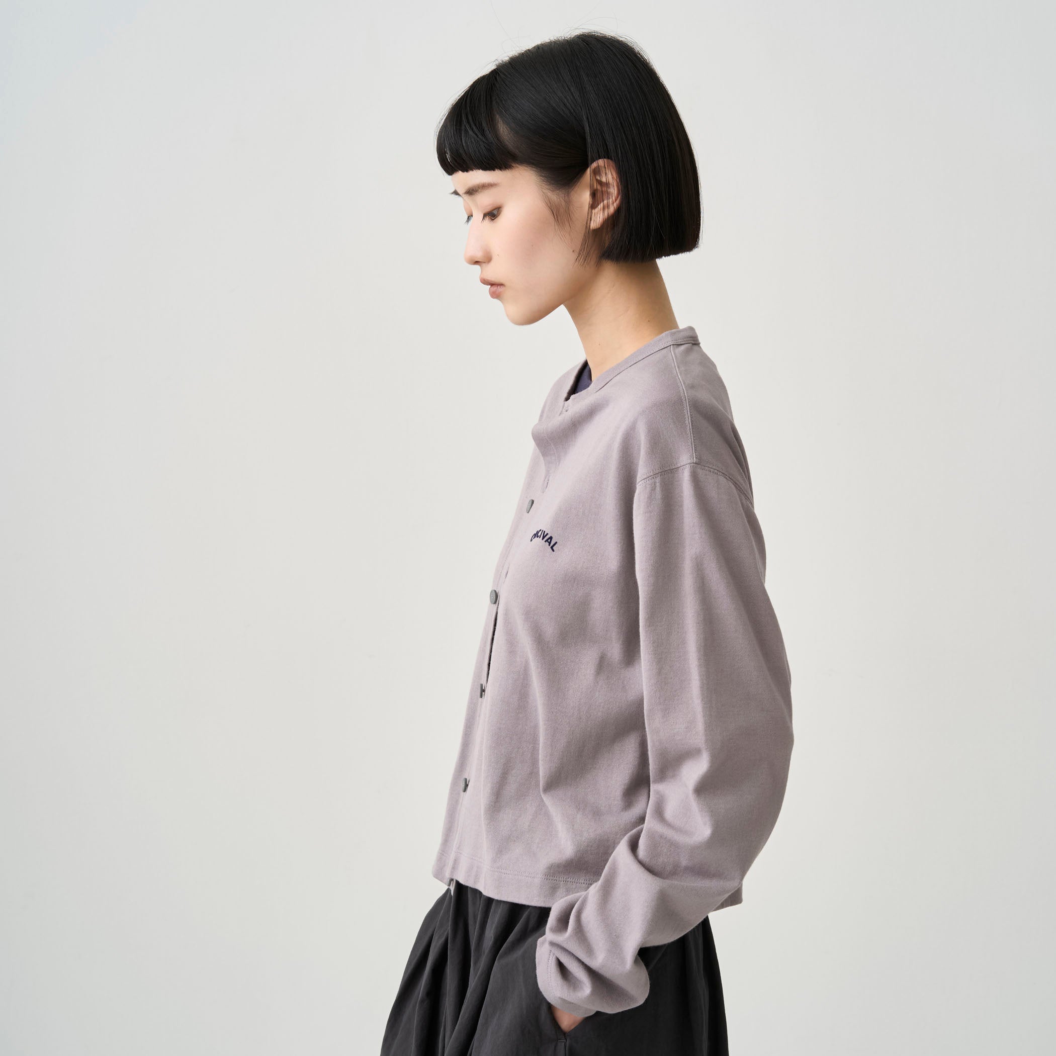 Women's Cotton Nylon See Through Crew Neck Cardigan