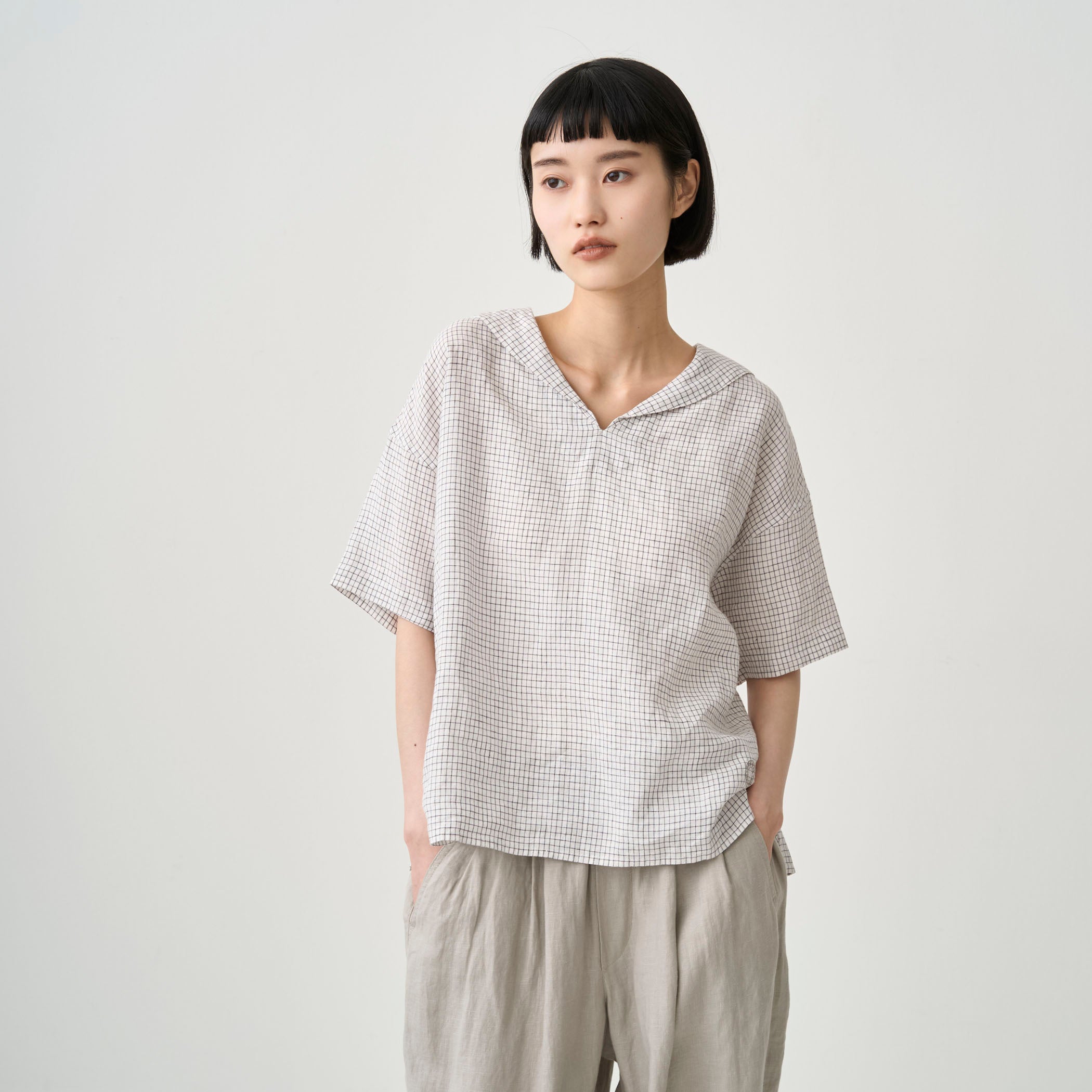 Women's Linen Sailor Check Shirt