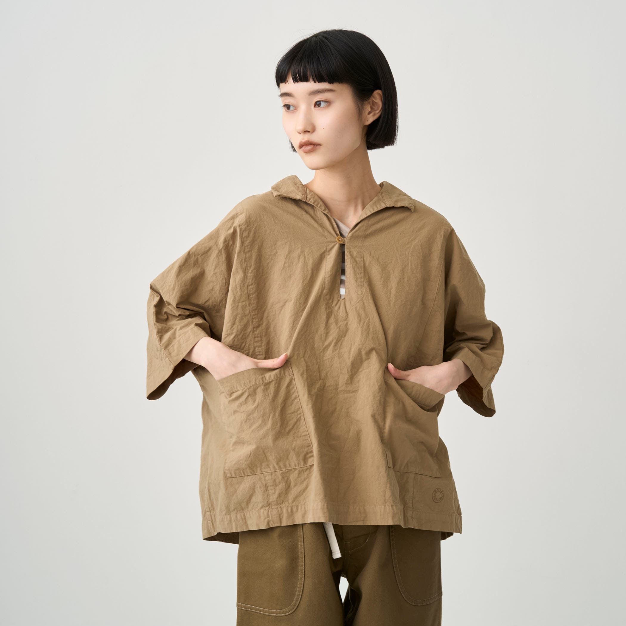 Women's Garment Dye Poplin Skipper Short Sleeve Shirt