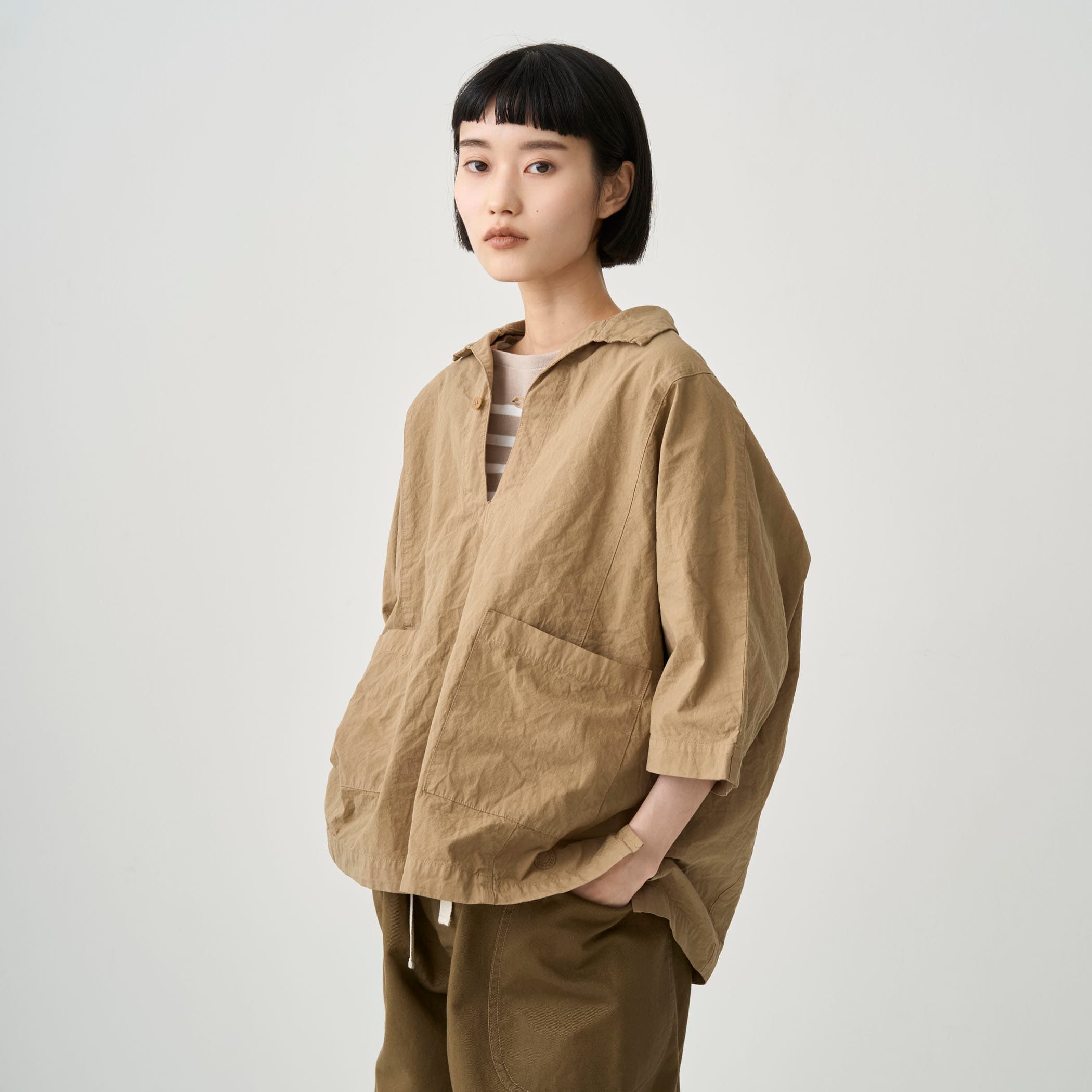 Women's Garment Dye Poplin Skipper Short Sleeve Shirt