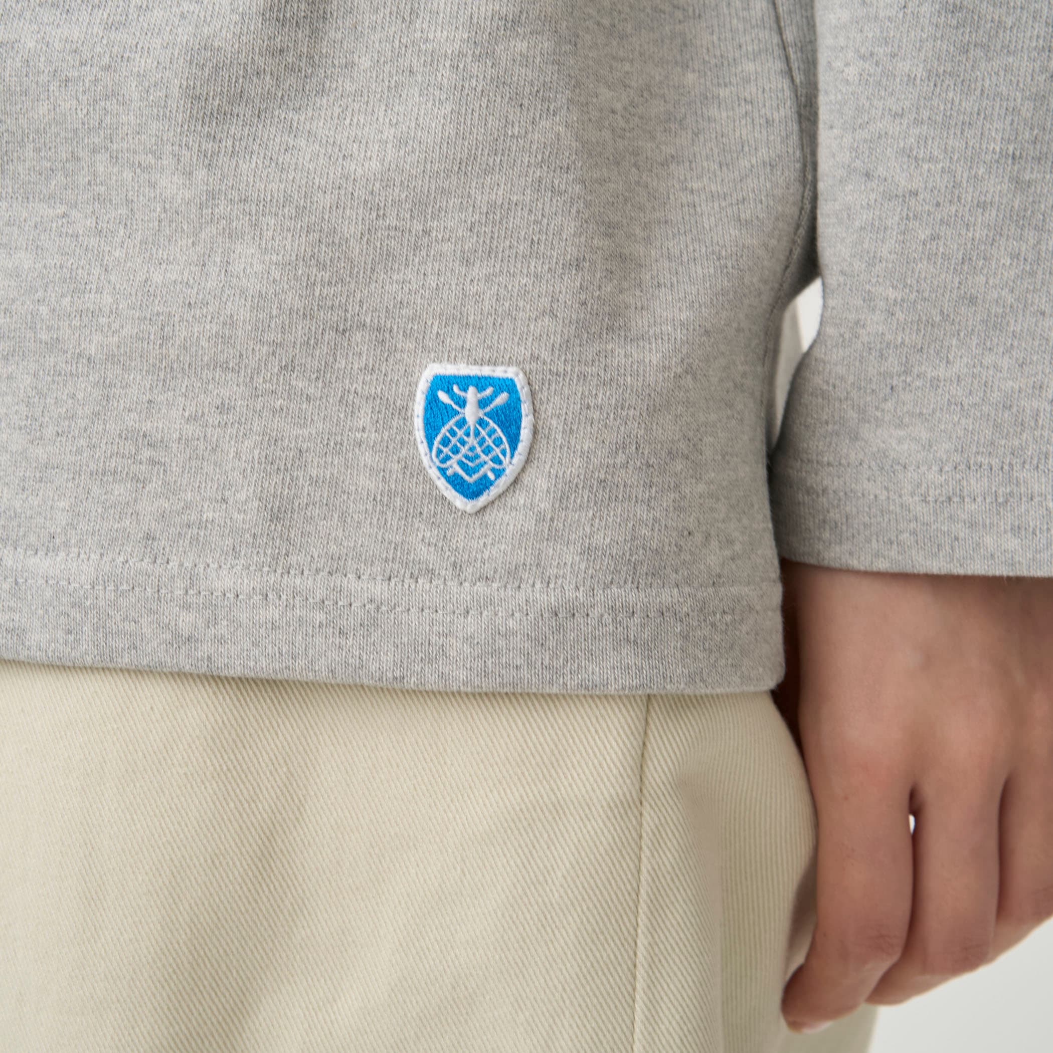 Cotton Lourd Boat Neck Basque Shirt Solid