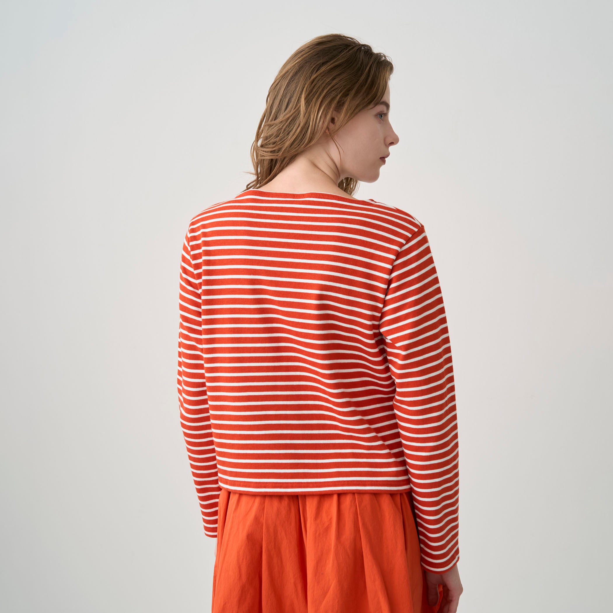 Women's Cotton Lourd Boat Neck Basque Shirt Narrow Border｜ORCIVAL