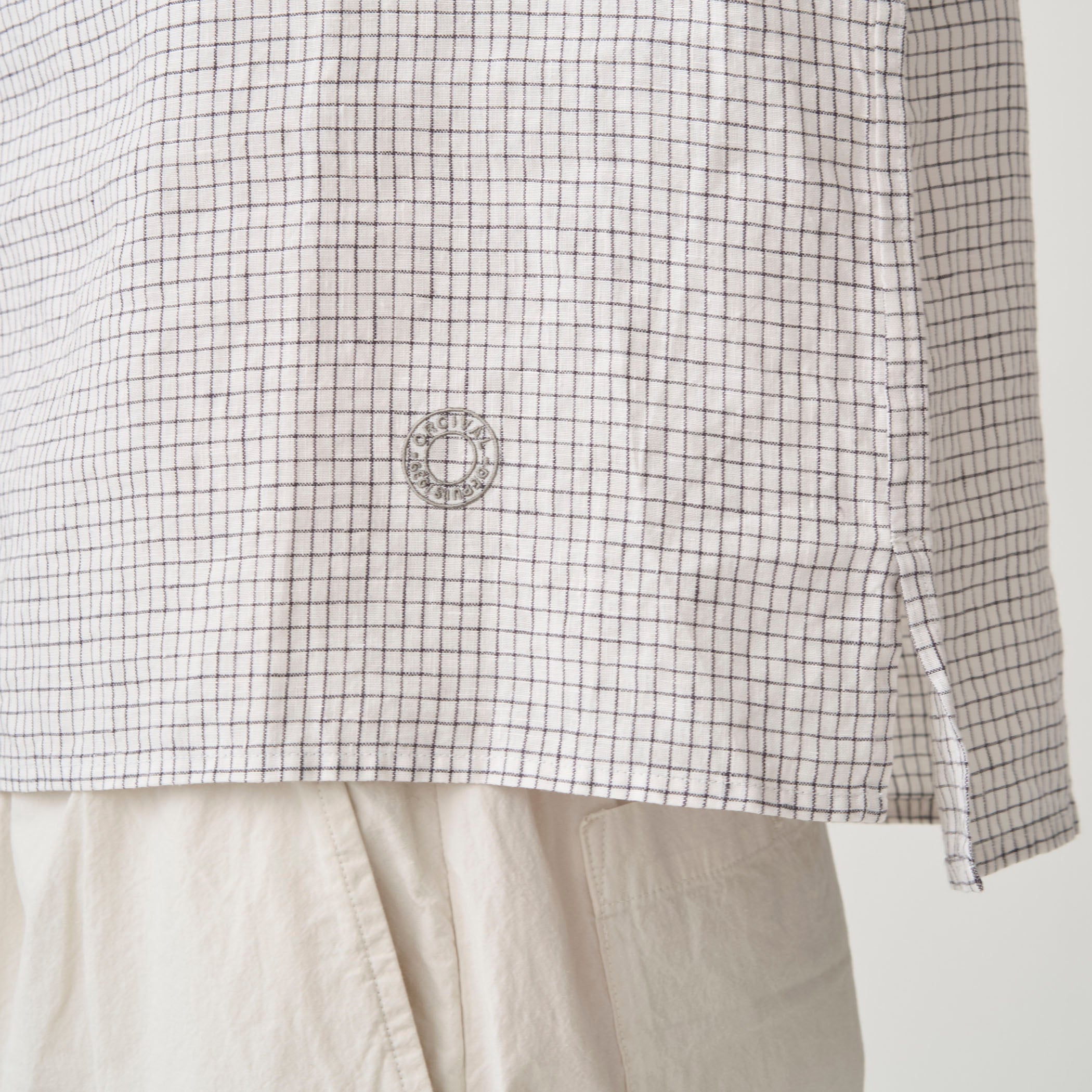 Women's Linen Boat Neck Check Pullover