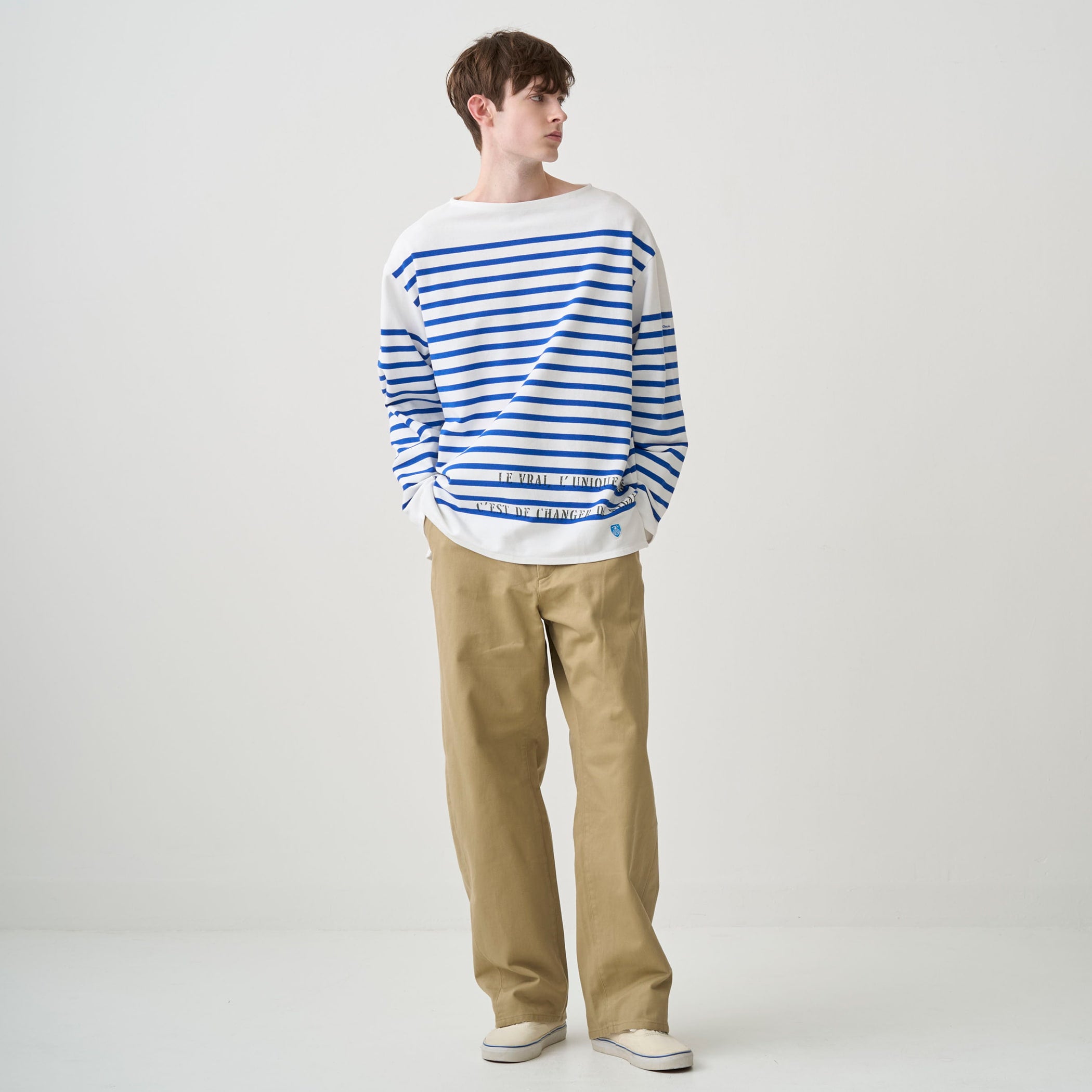 Men's Rachel Printed Boat Neck Wide Basque Shirt