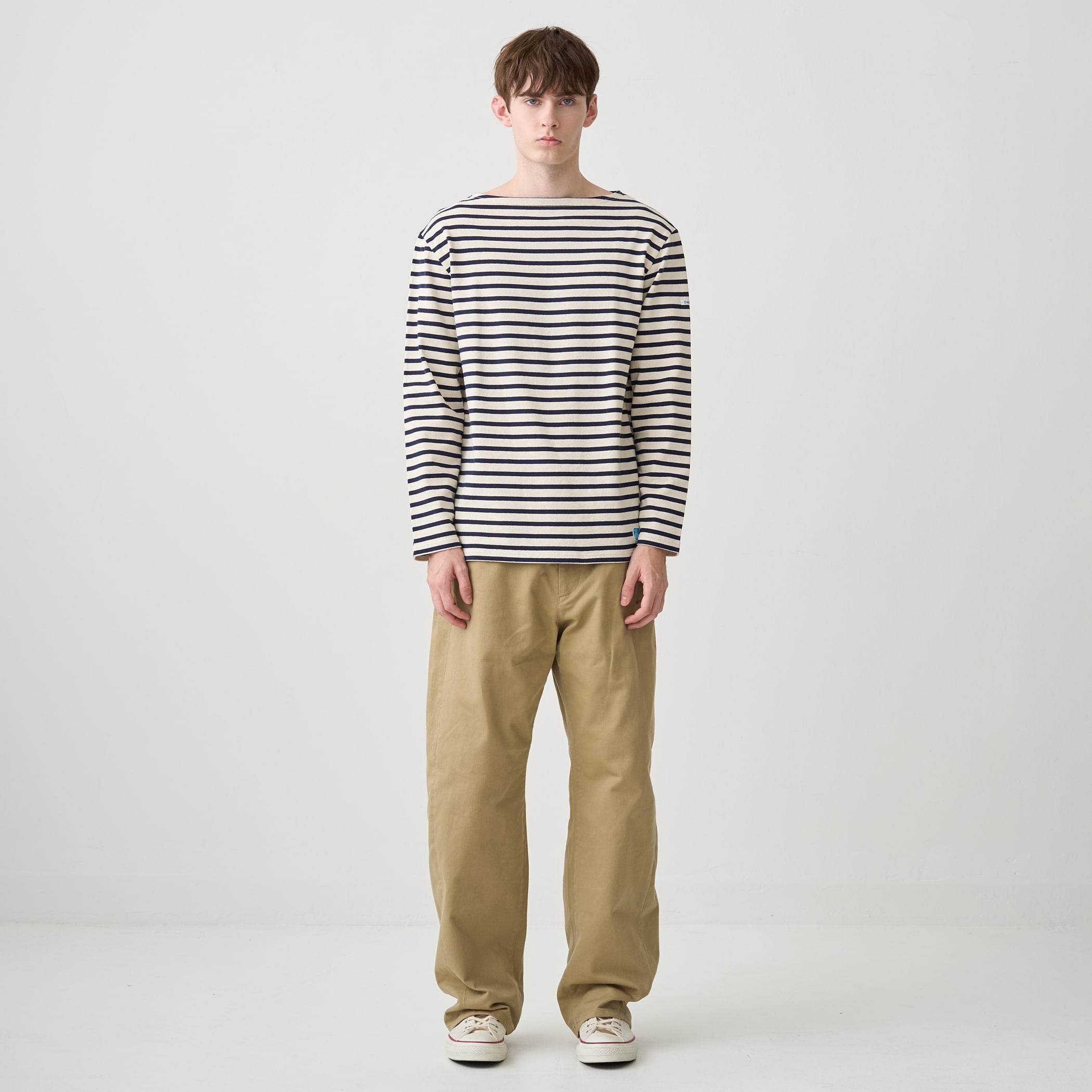 Cotton Lourd Boat Neck Basque Shirt Border