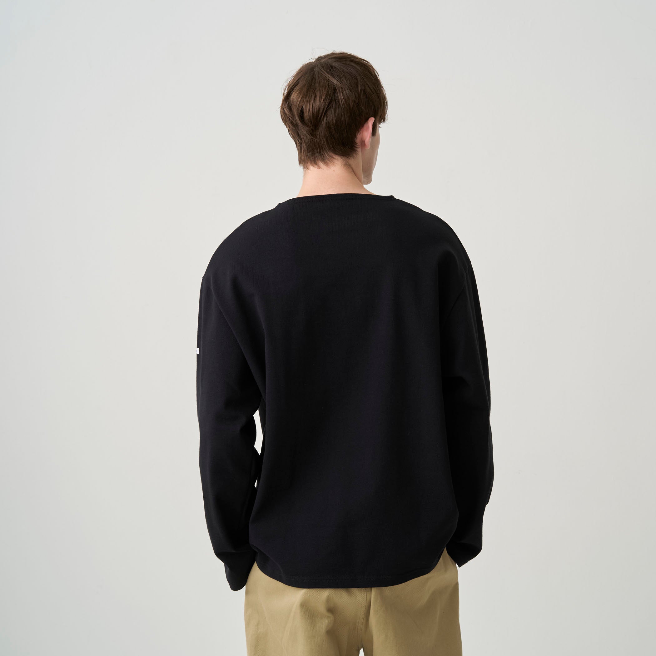 Men's Cotton Lourd Crew Neck Basque Shirt Logo Print