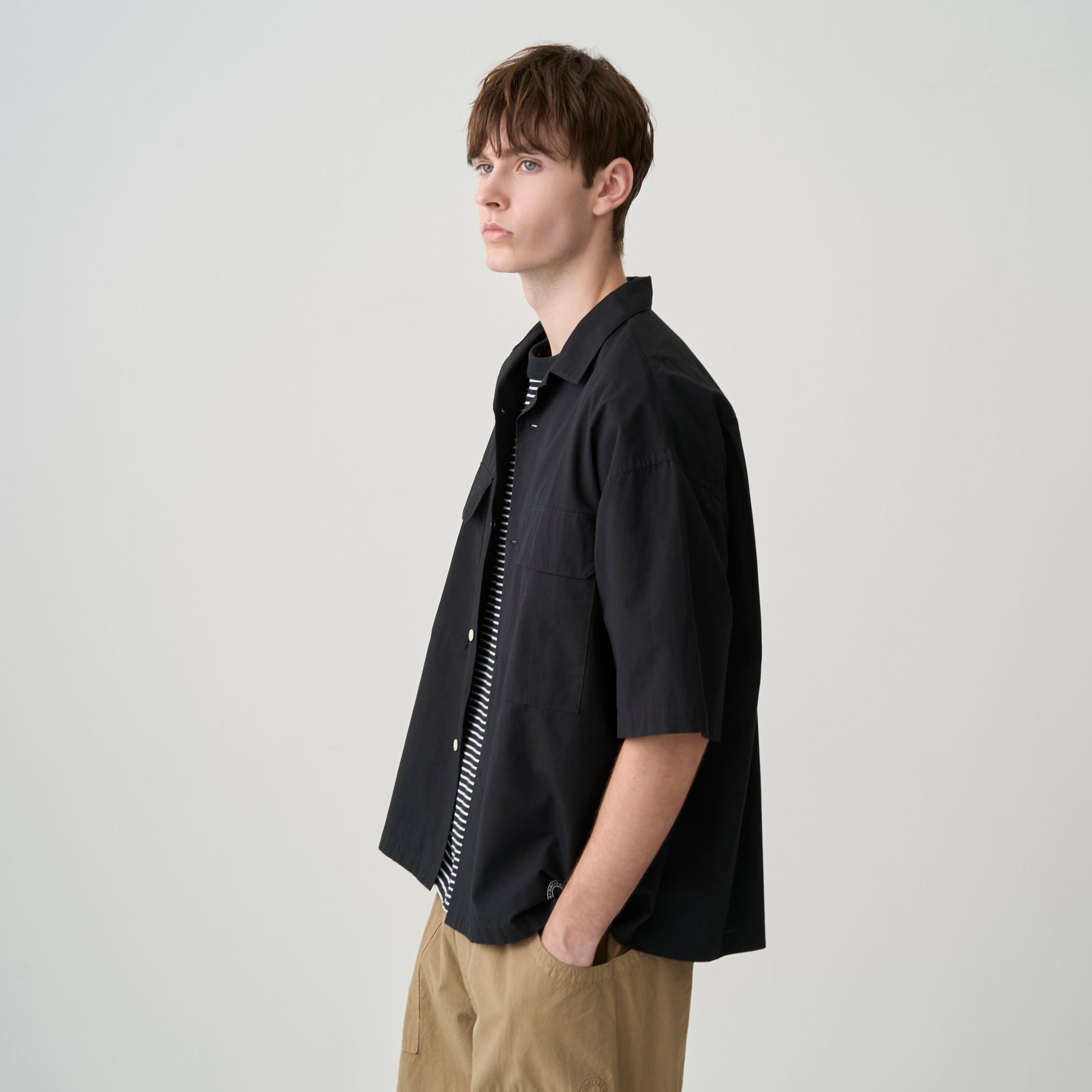 Men's Cotton Linen Open Collar Short Sleeve Shirt