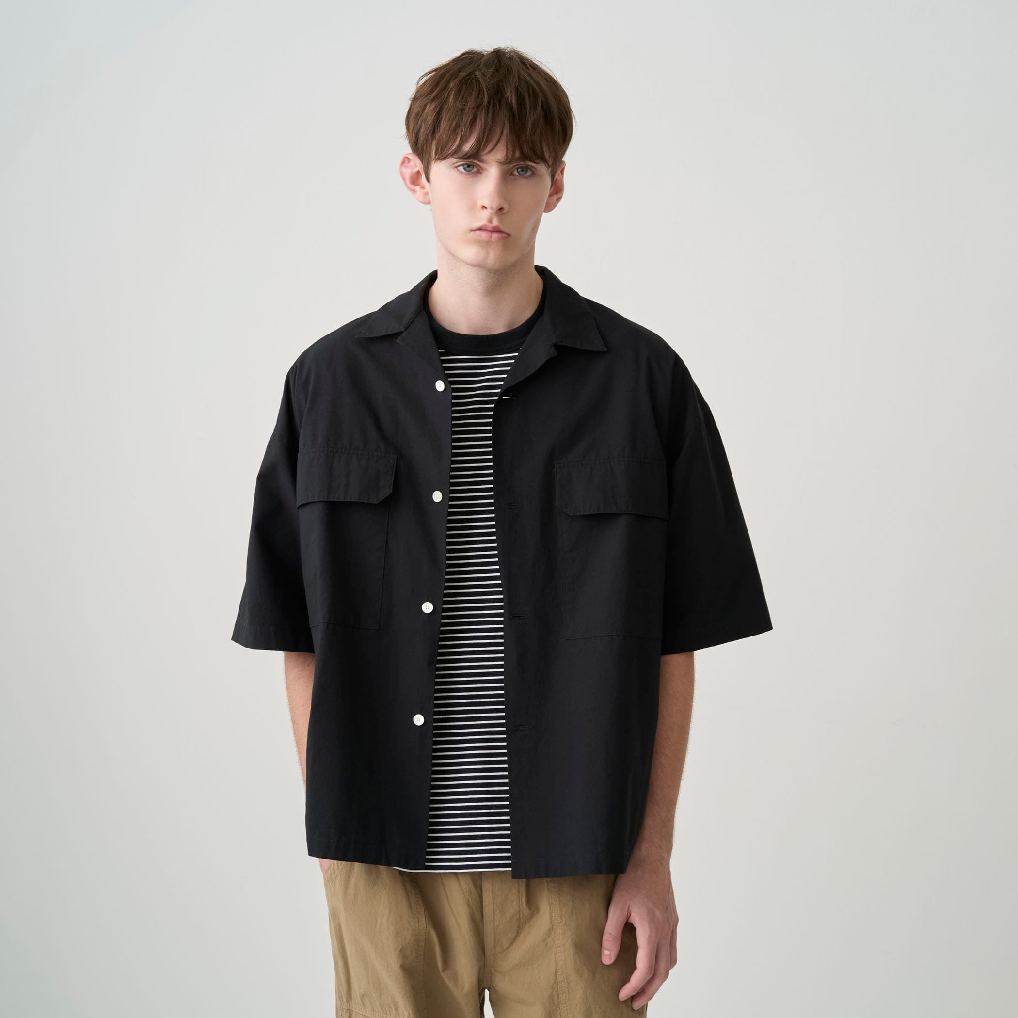 Men's Cotton Linen Open Collar Short Sleeve Shirt