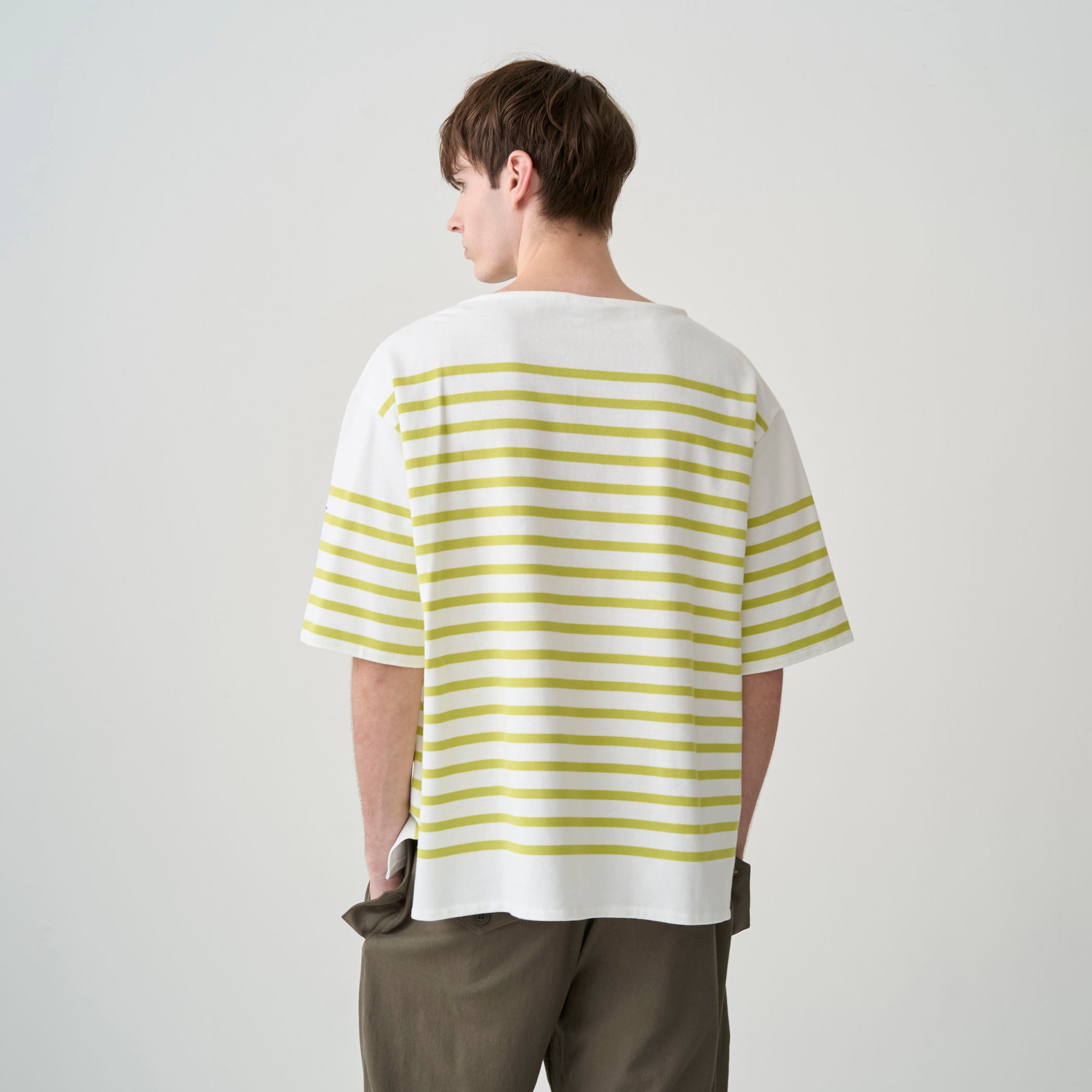 Men's Rachel Wide Boat Neck Half Sleeve Basque Shirt