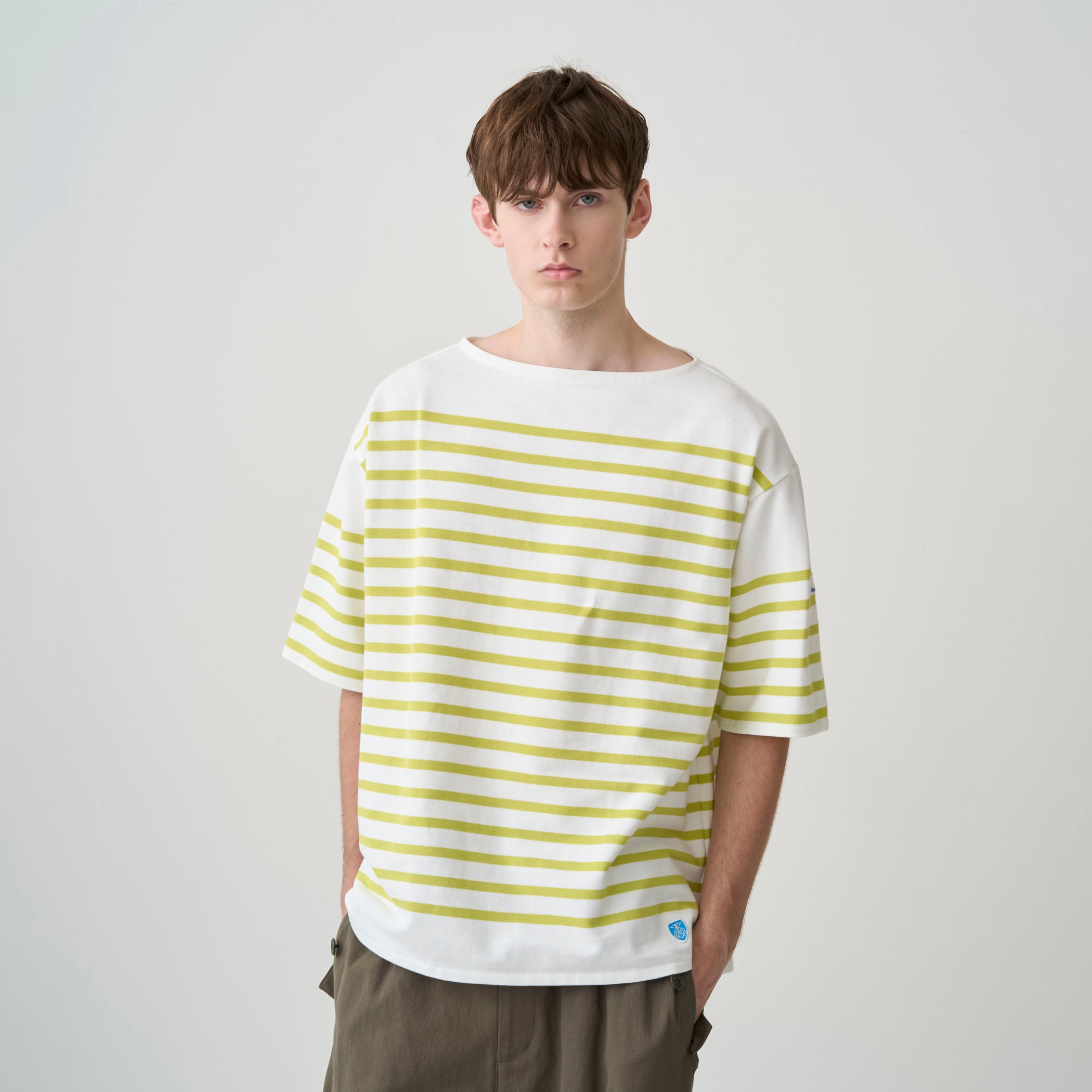 Men's Rachel Wide Boat Neck Half Sleeve Basque Shirt