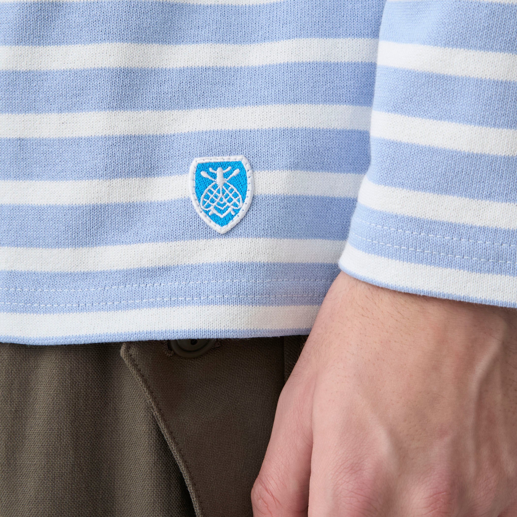 Cotton Lourd Boat Neck Basque Shirt Border