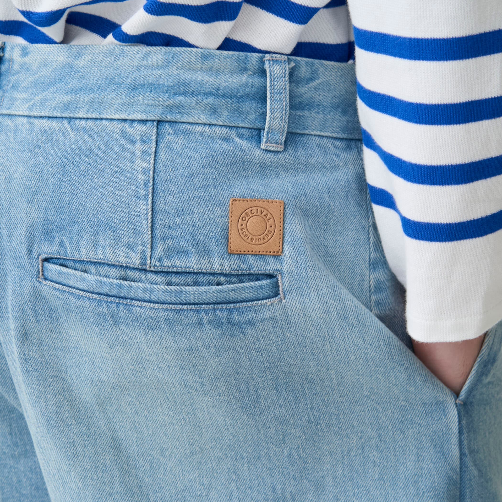 Men's Denim Wide Curve Pants Lt.blue｜ORCIVAL
