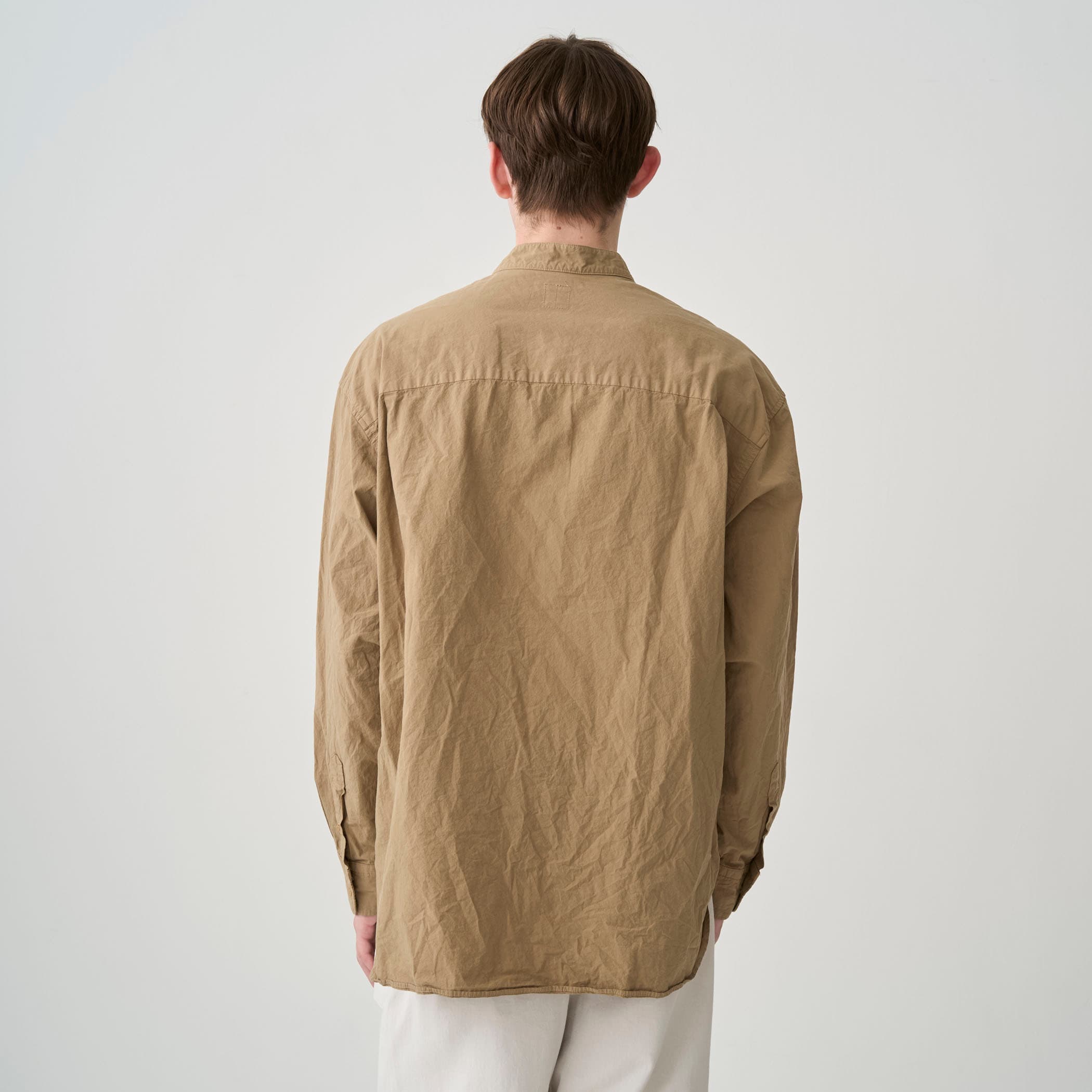 Garment Dye Poplin Band Collar Shirt