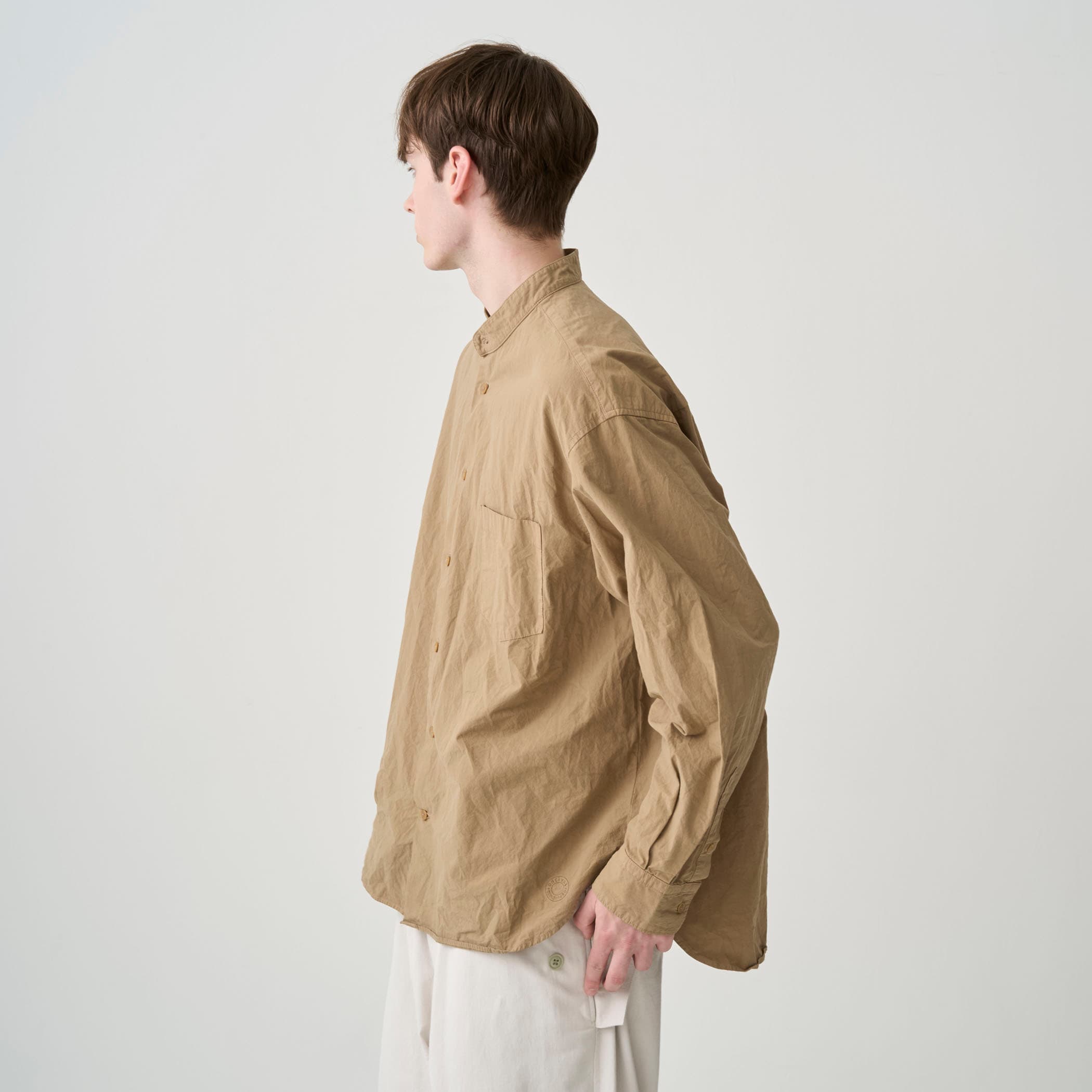 Garment Dye Poplin Band Collar Shirt