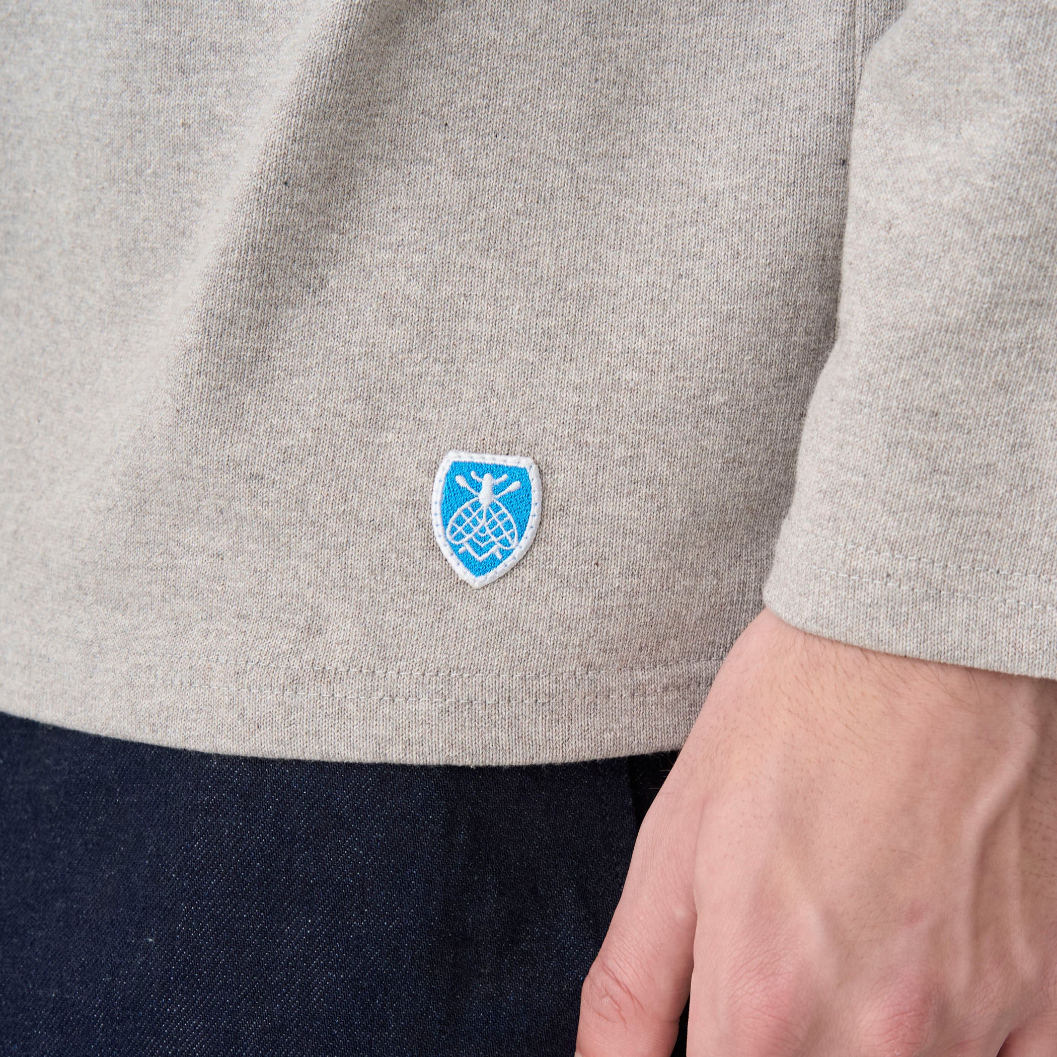 Cotton Lourd Boat Neck Basque Shirt Solid