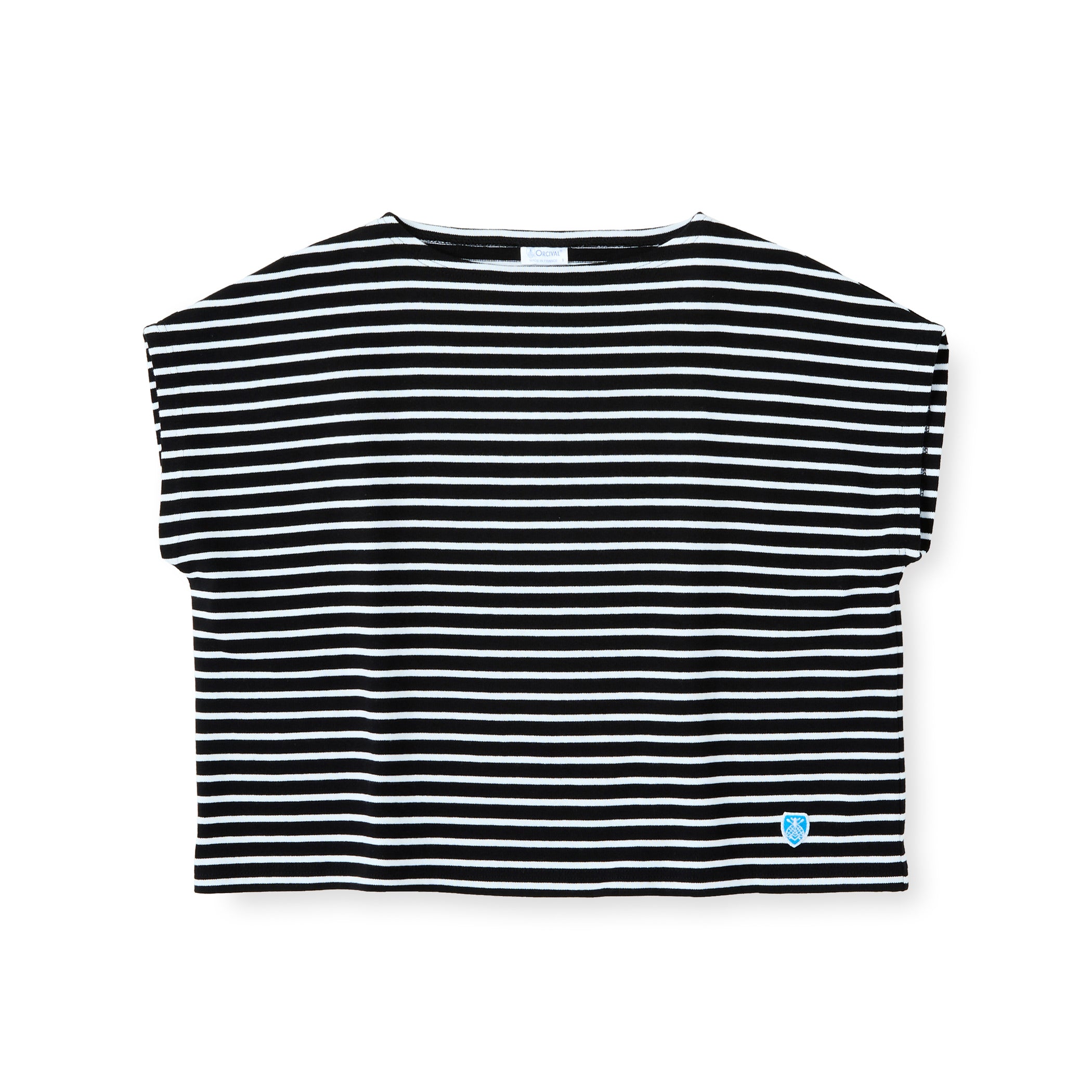 Women's Cotton Lourd French Sleeve Basque Shirt Narrow Stripe