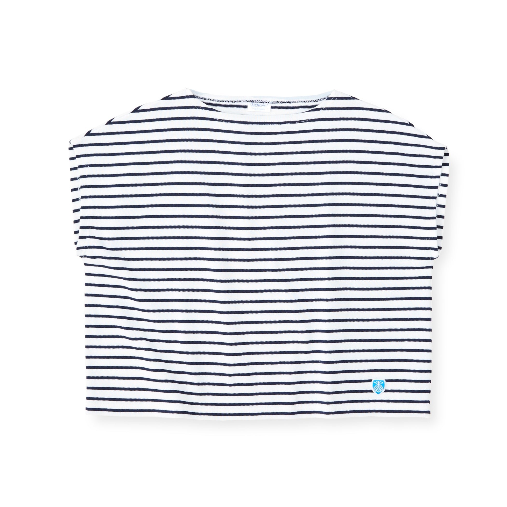 Women's Cotton Lourd French Sleeve Basque Shirt Narrow Stripe