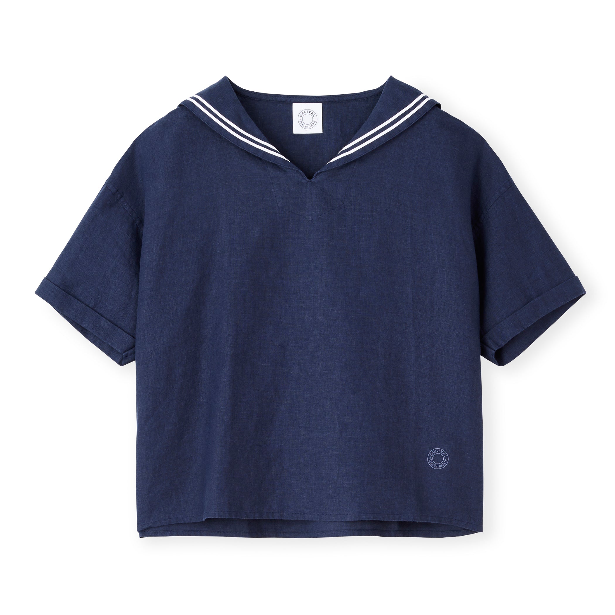 Women's Linen Half Sleeve Sailor Pullover Shirt