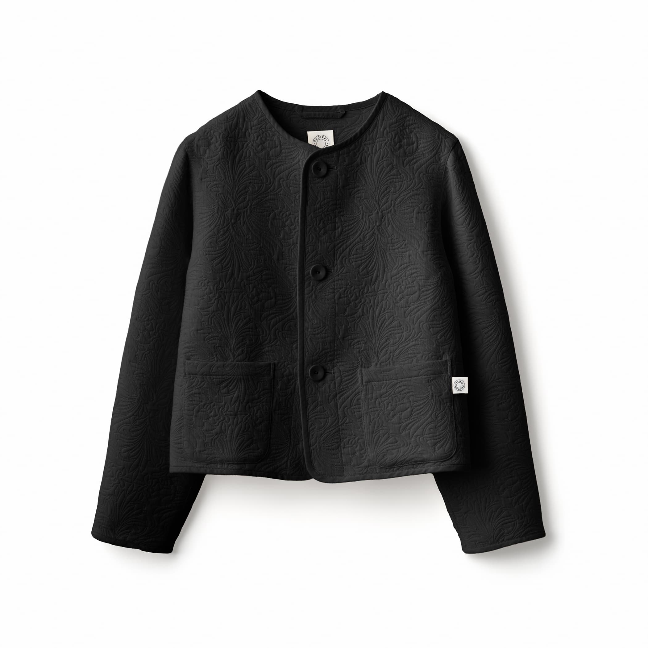 Women's Cotton Polyester Jacquared Collarless Jacket