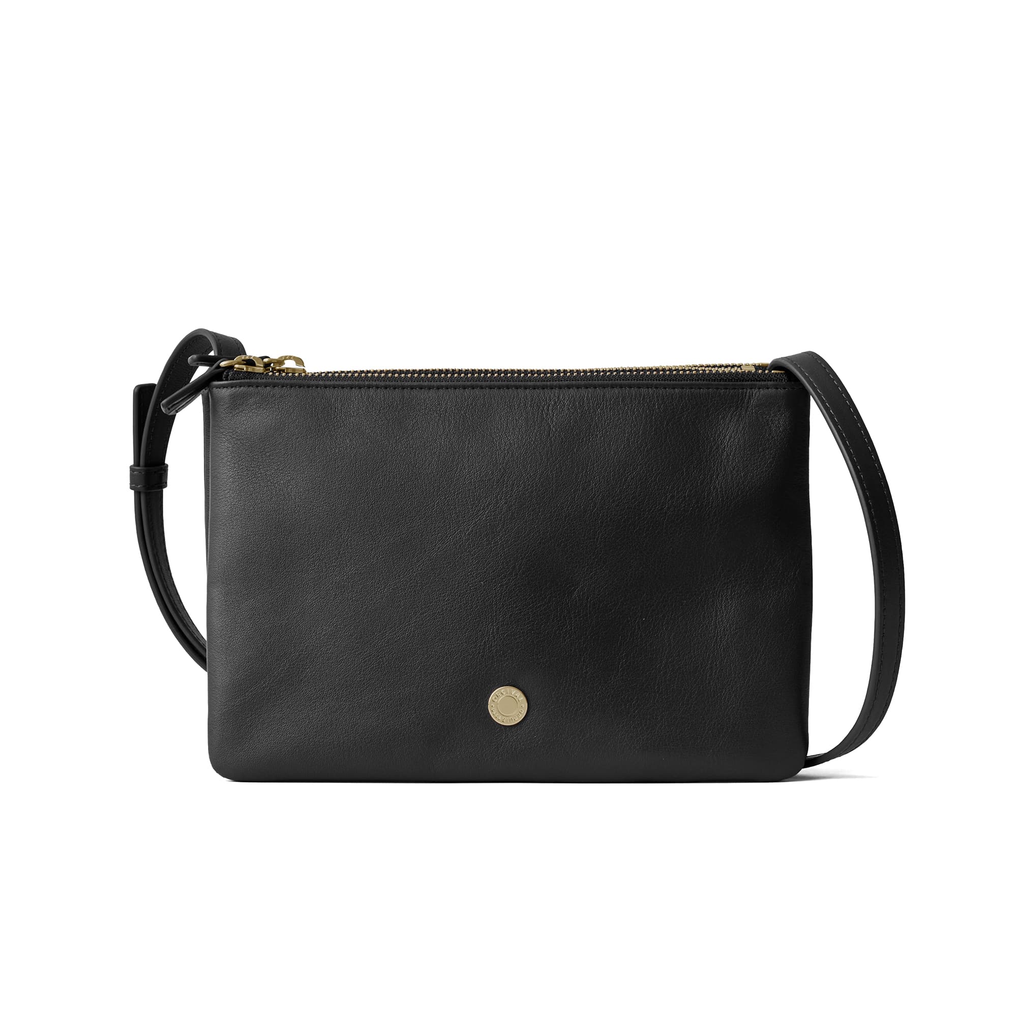 Nappa Leather Zip Pouch Shoulder Bag