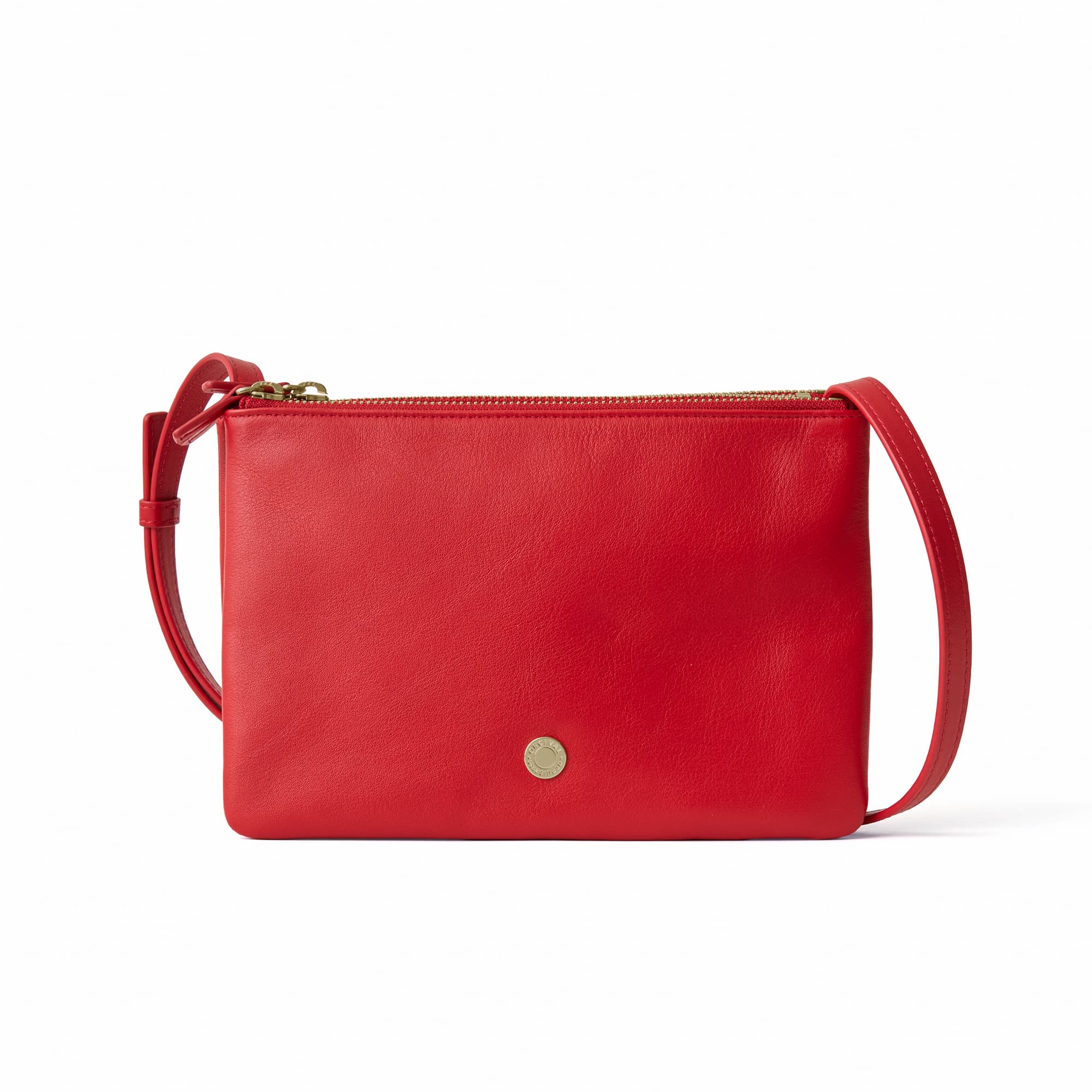 Nappa Leather Zip Pouch Shoulder Bag