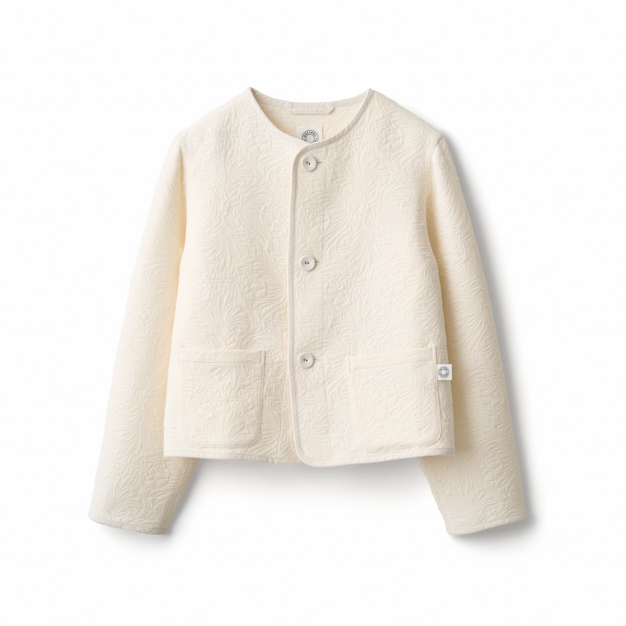 Women's Cotton Polyester Jacquared Collarless Jacket