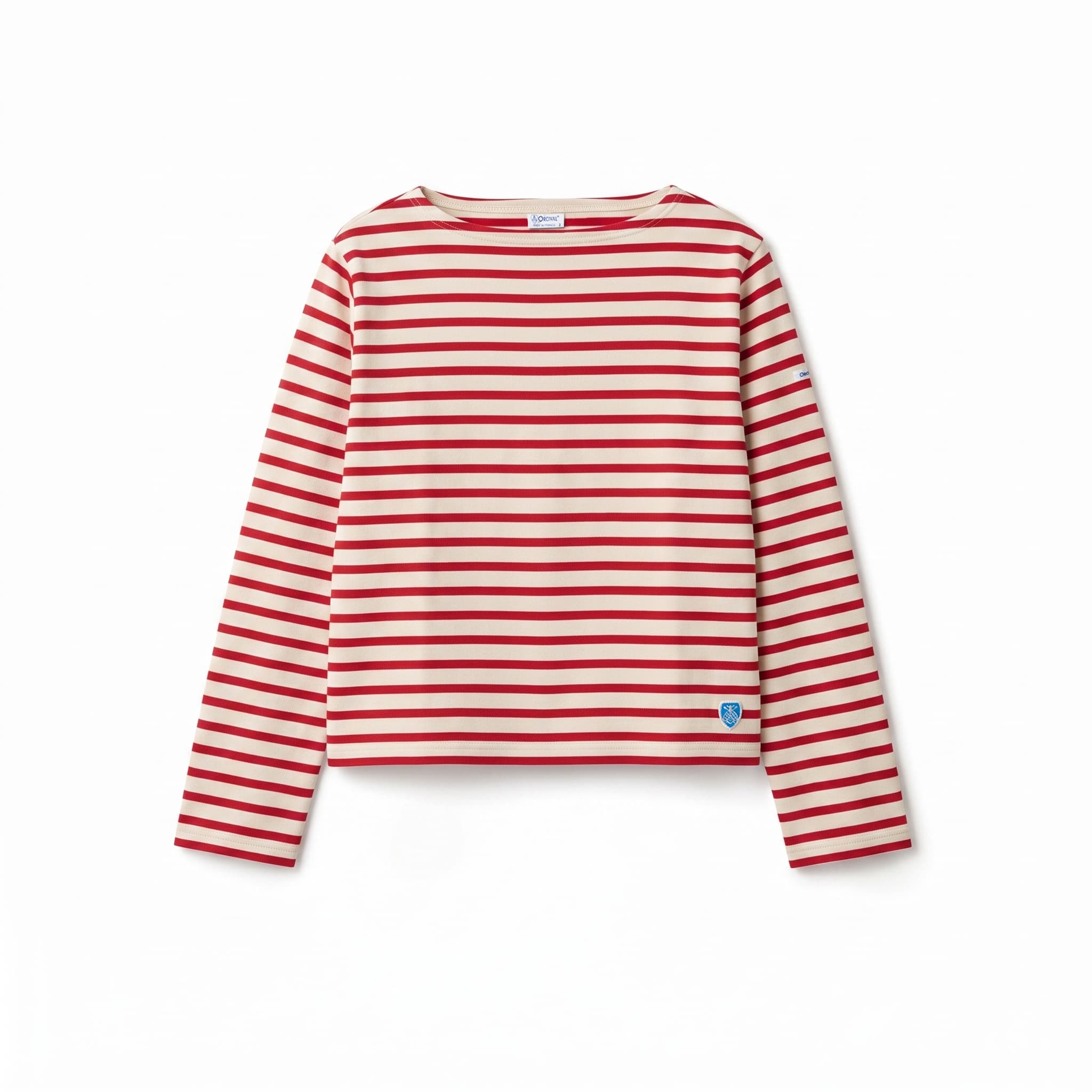 Women's Cotton Lourd Boat Neck Basque Shirt Border